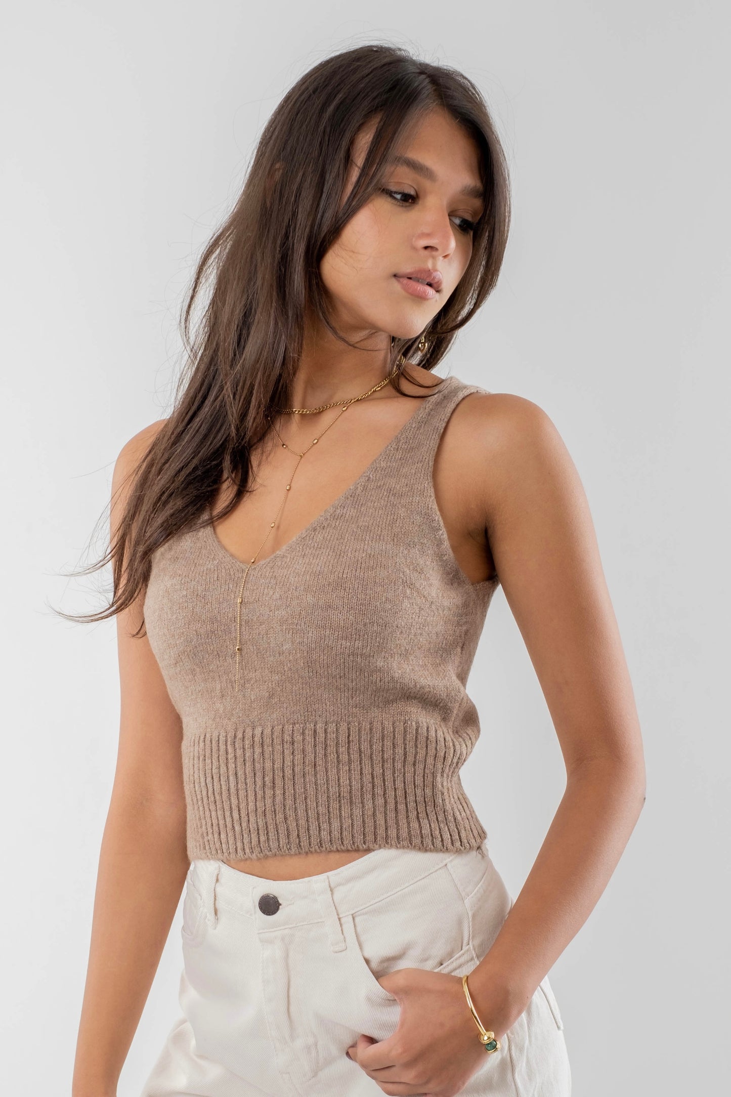 Sable Knit V-Neck Tank