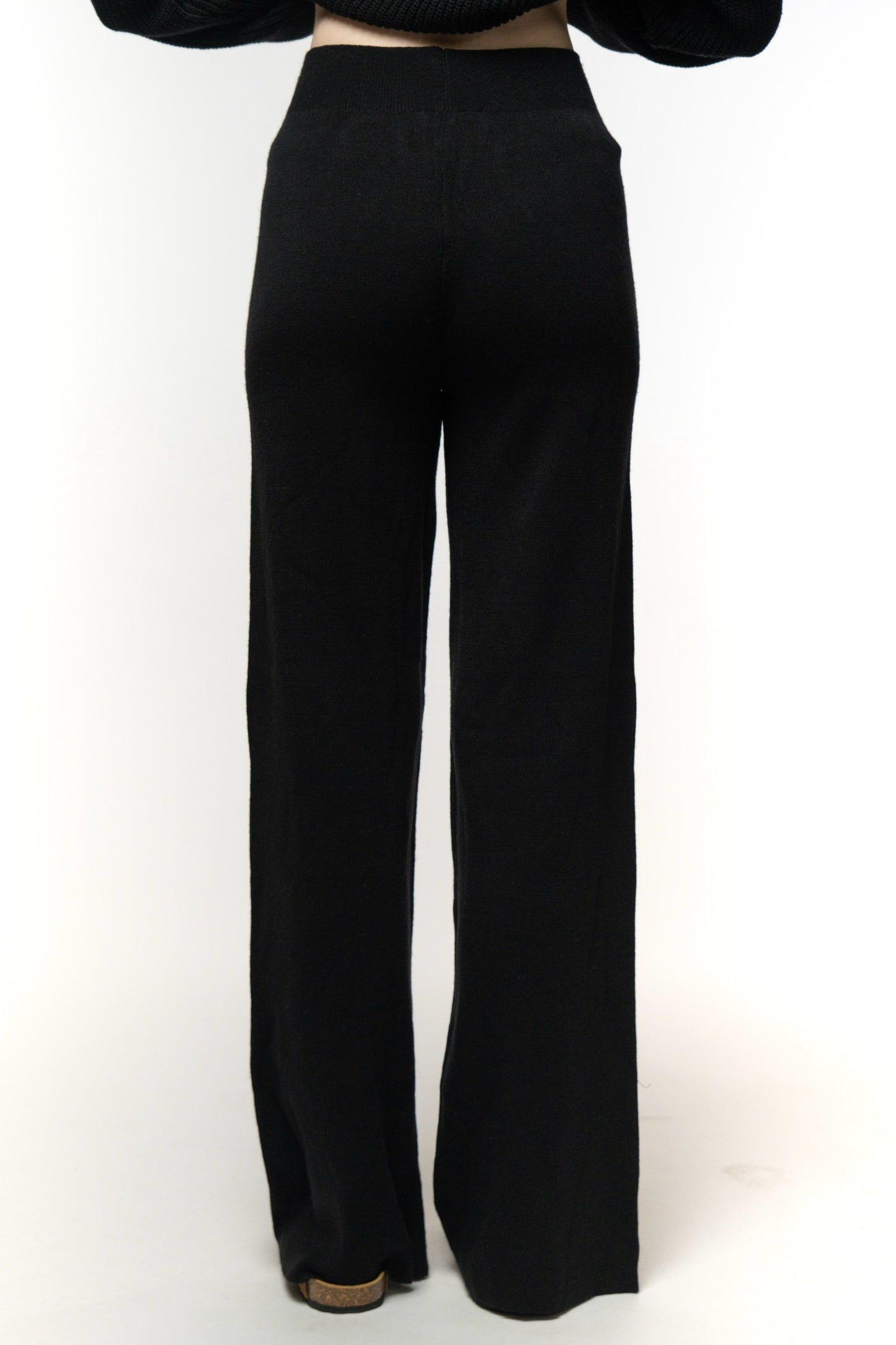 Black Knit Set with Cardigan and Pants