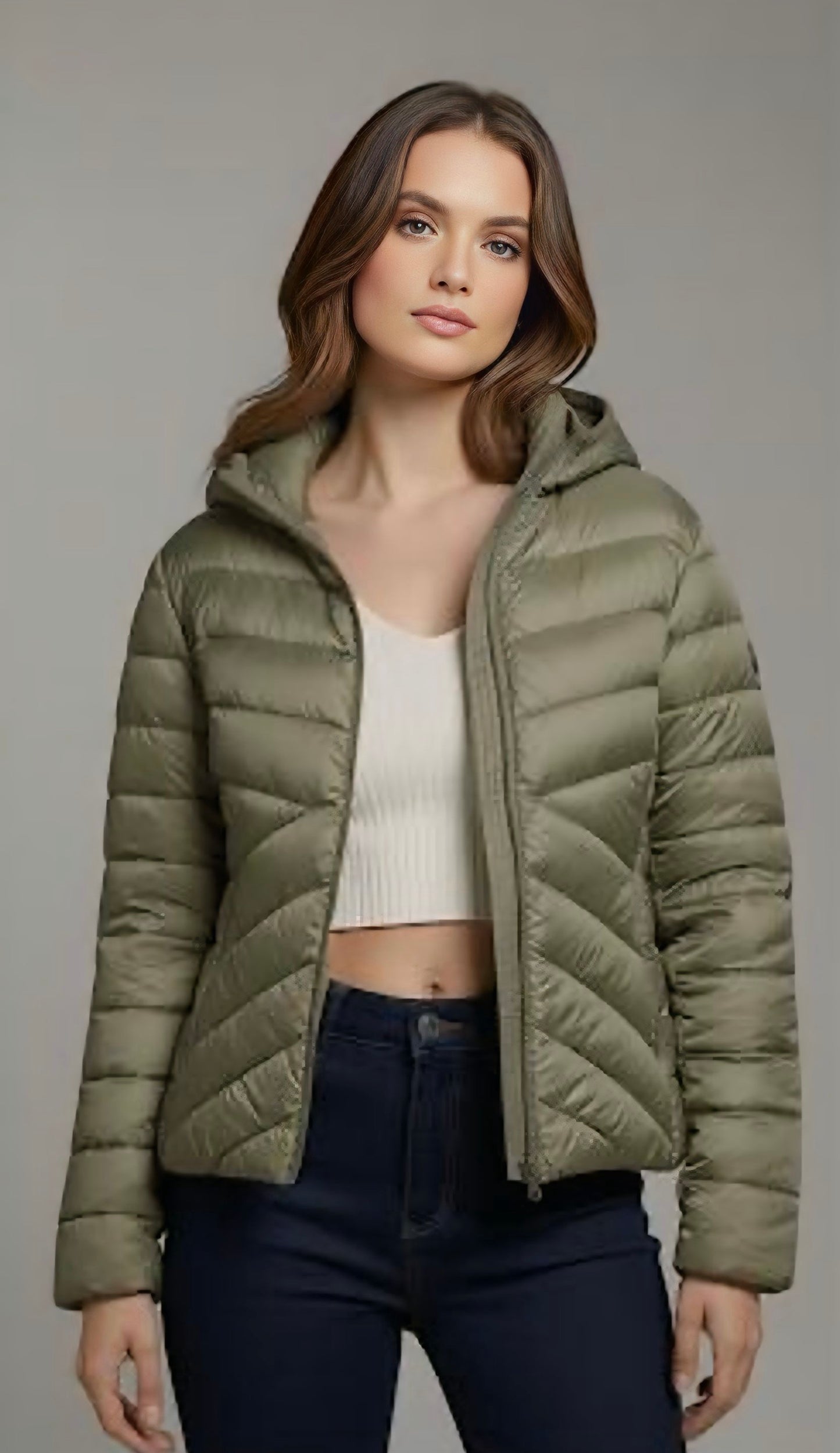 Sage Green Quilted Puffer Jacket