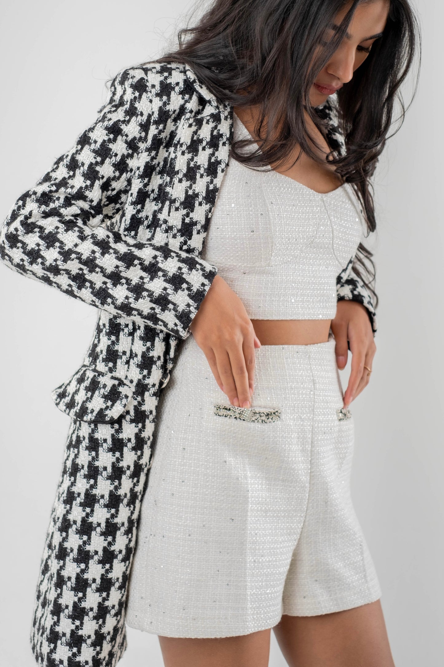 Celeste Houndstooth Wool Coat