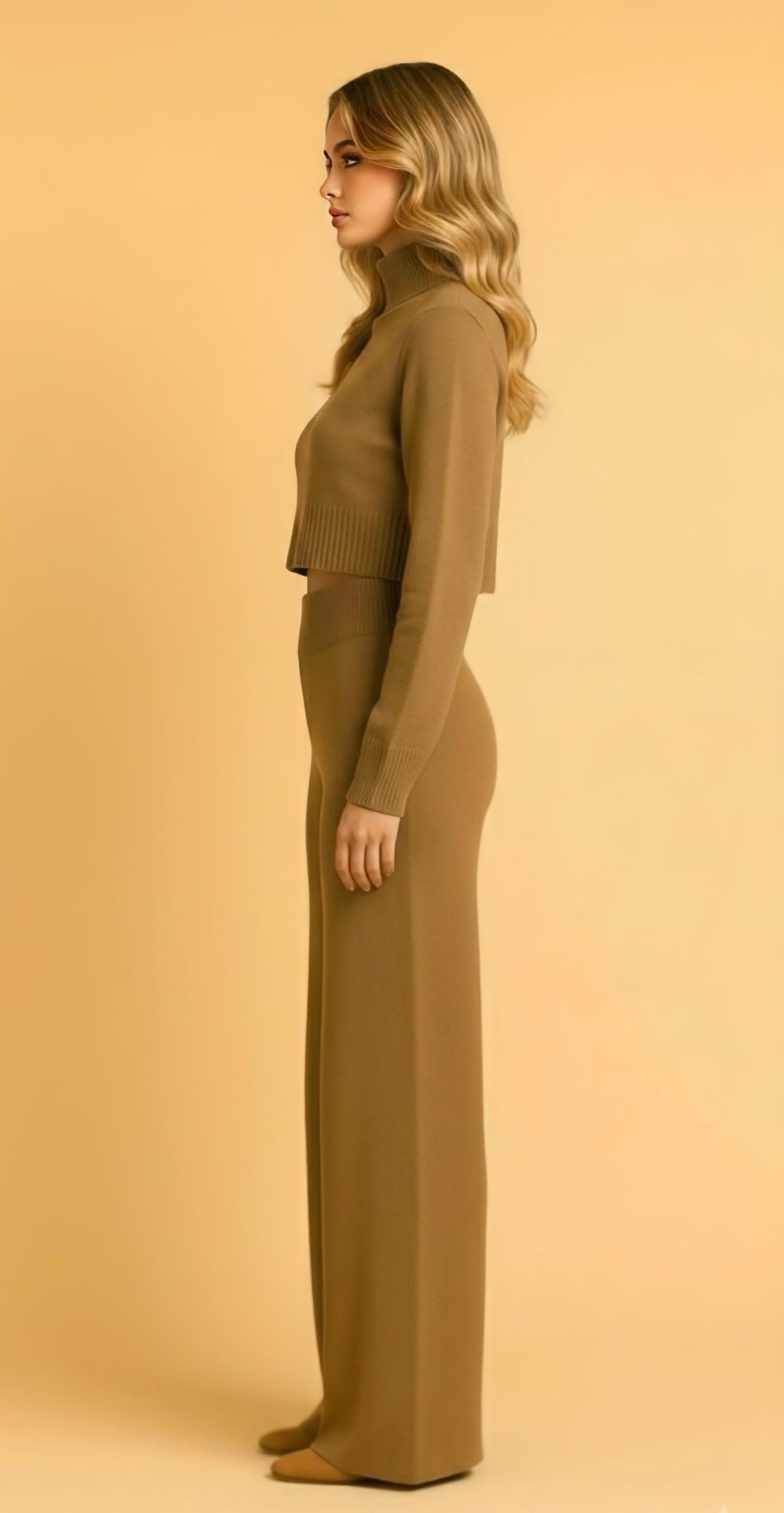 Camel Ribbed Knit Set