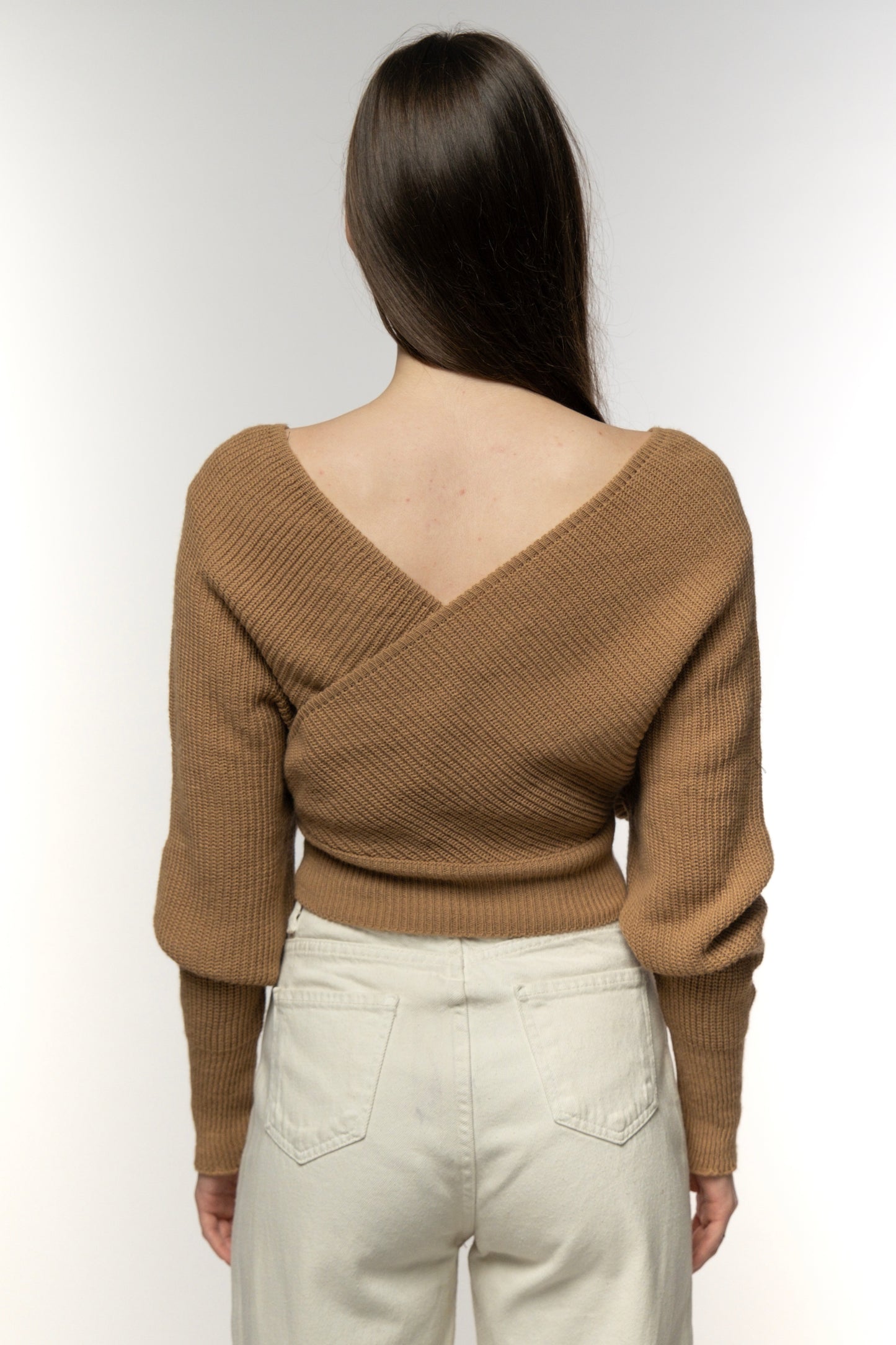 Beige Ember Wrap Knit Pullover