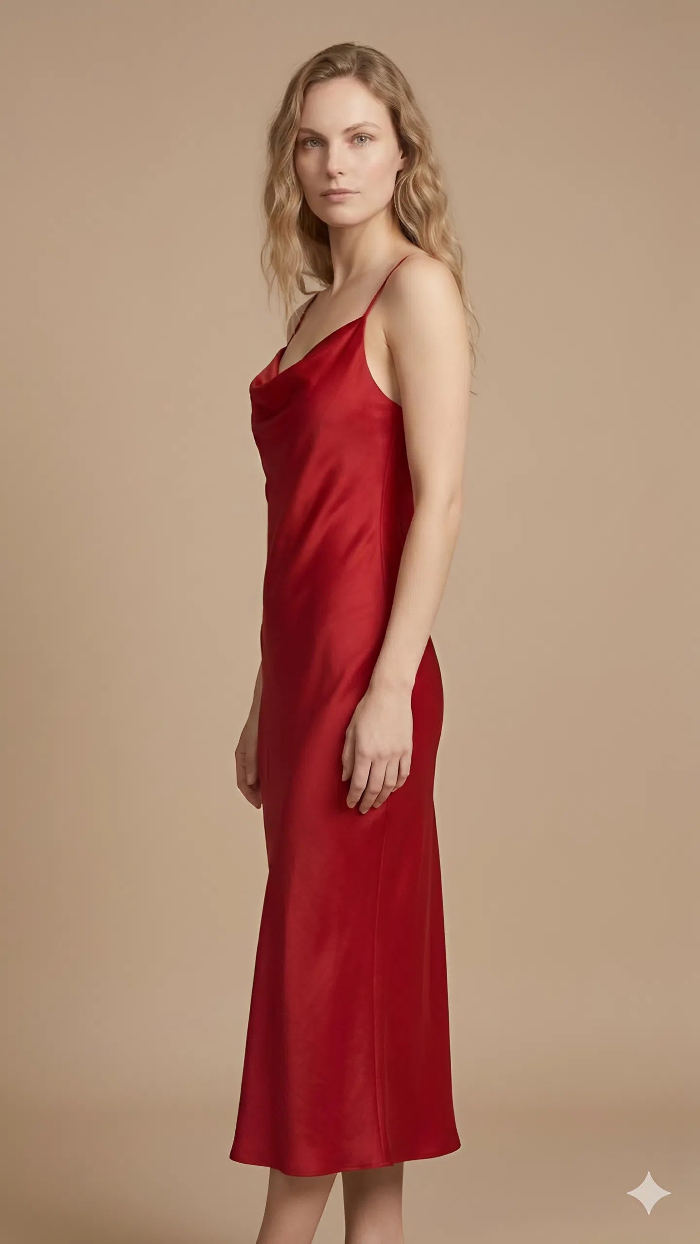Red Satin Slip Dress