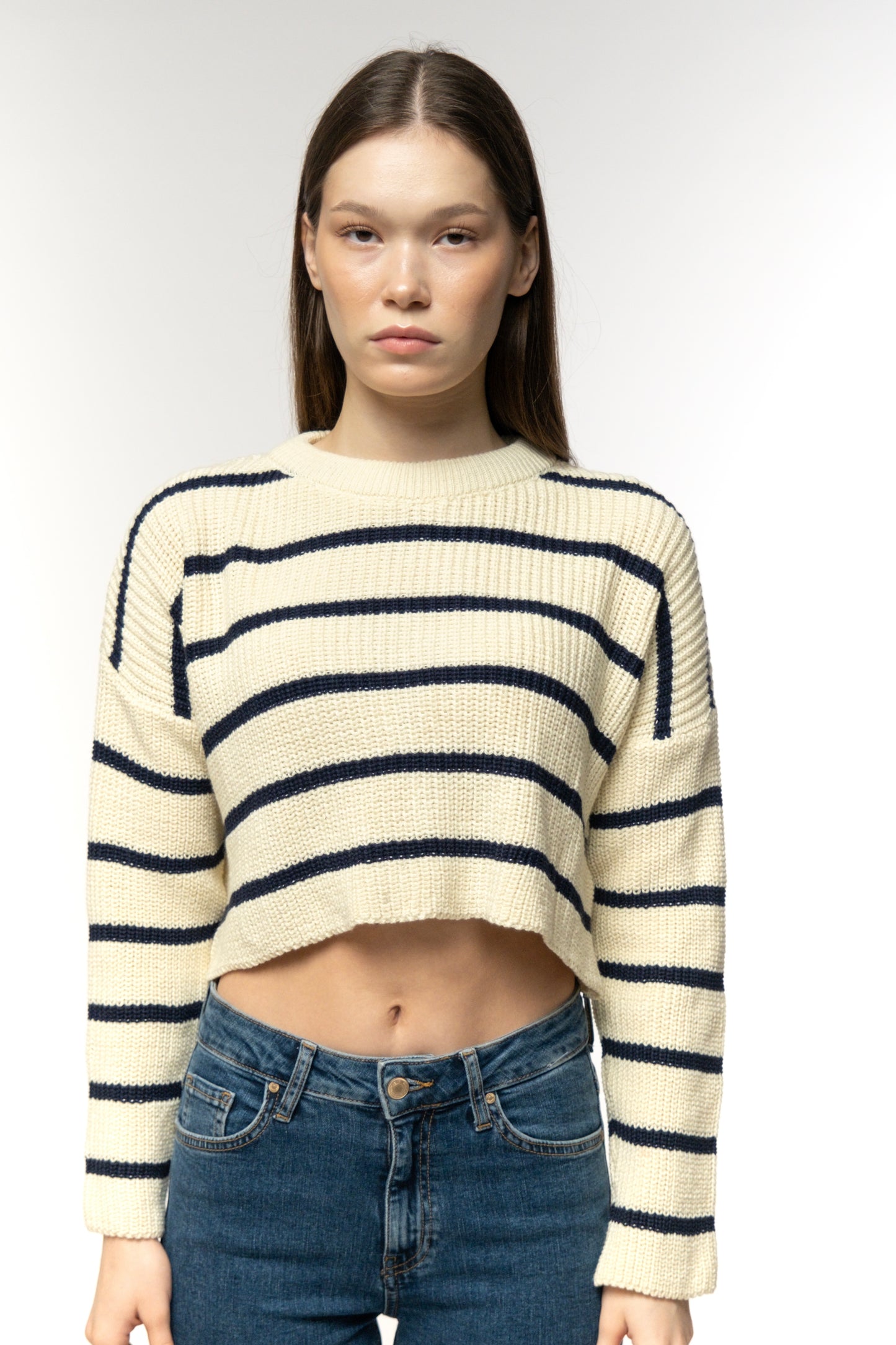 Nautical Stripes Cropped Pullover