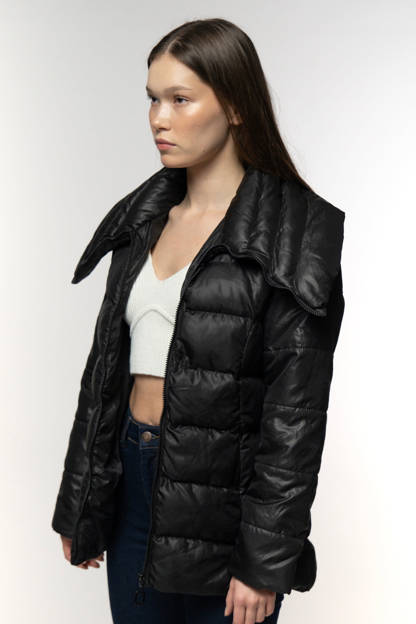 Black Luxe Quilted Puffer Jacket