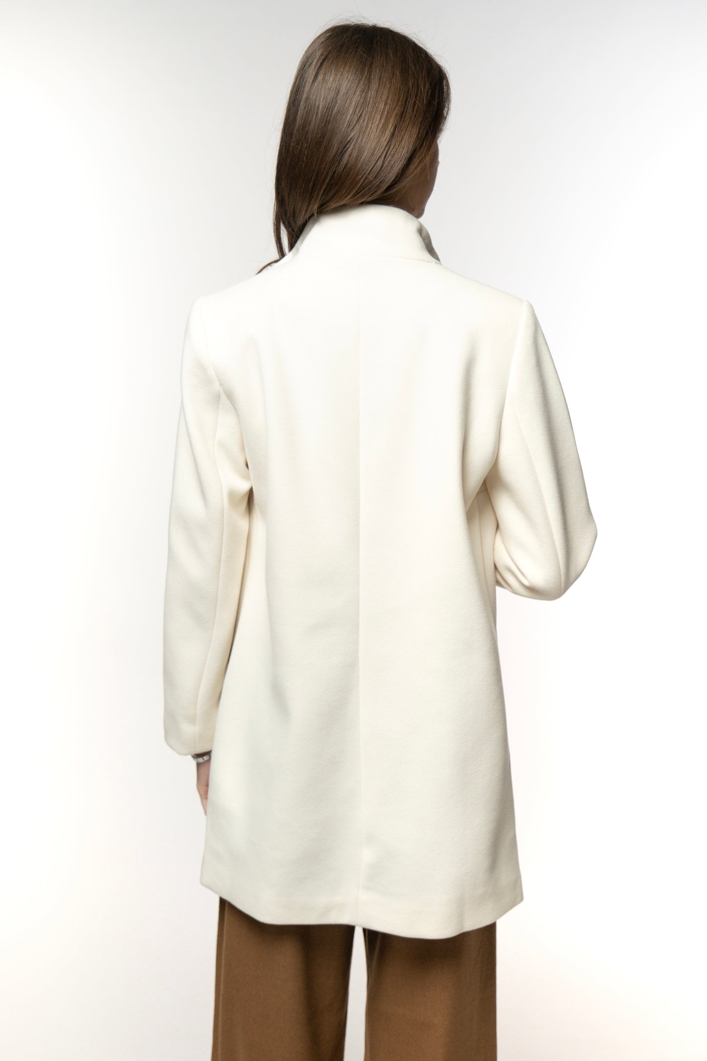 Ivory Zip-Up Tailored Coat