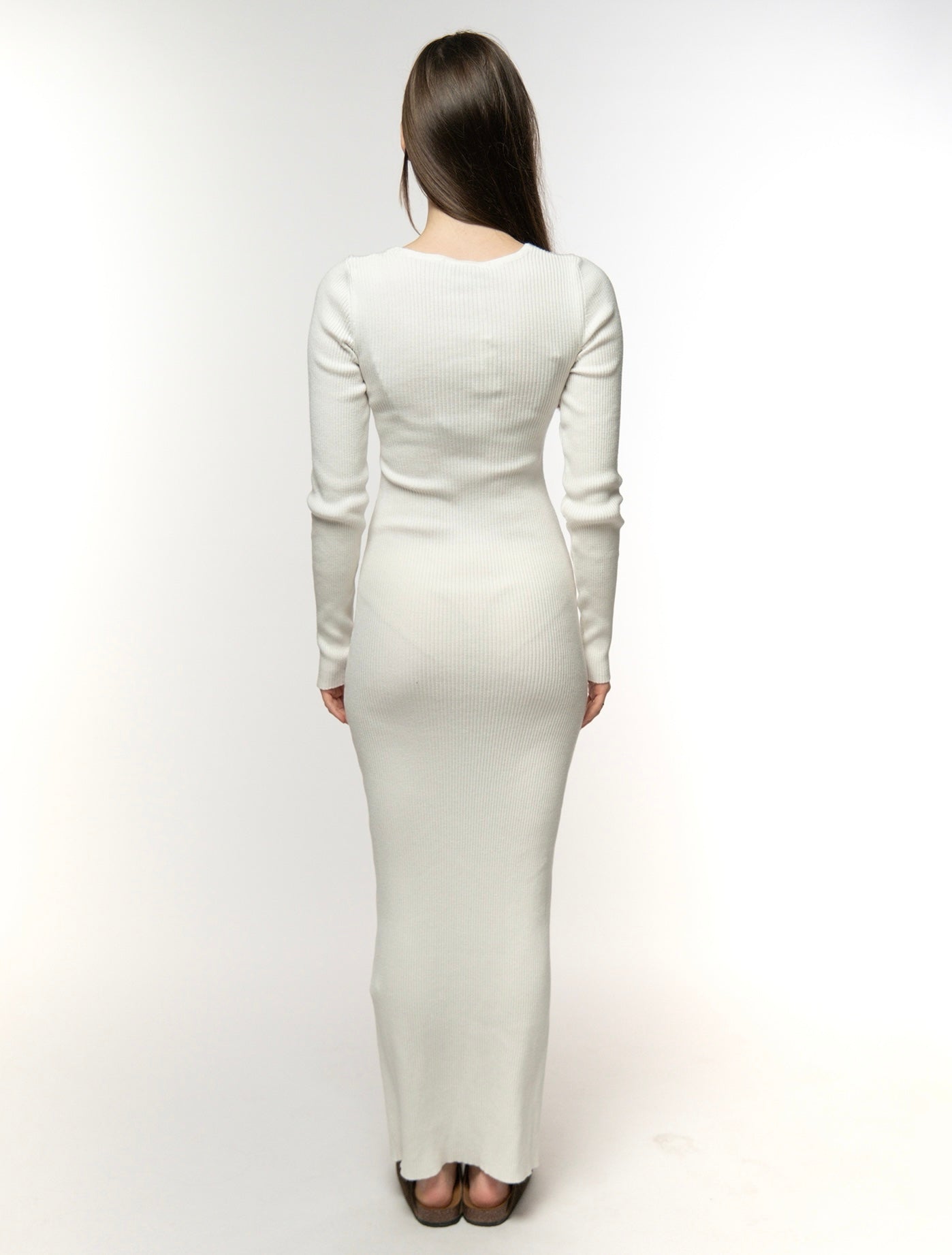 Ivory White Cutout Knit Dress