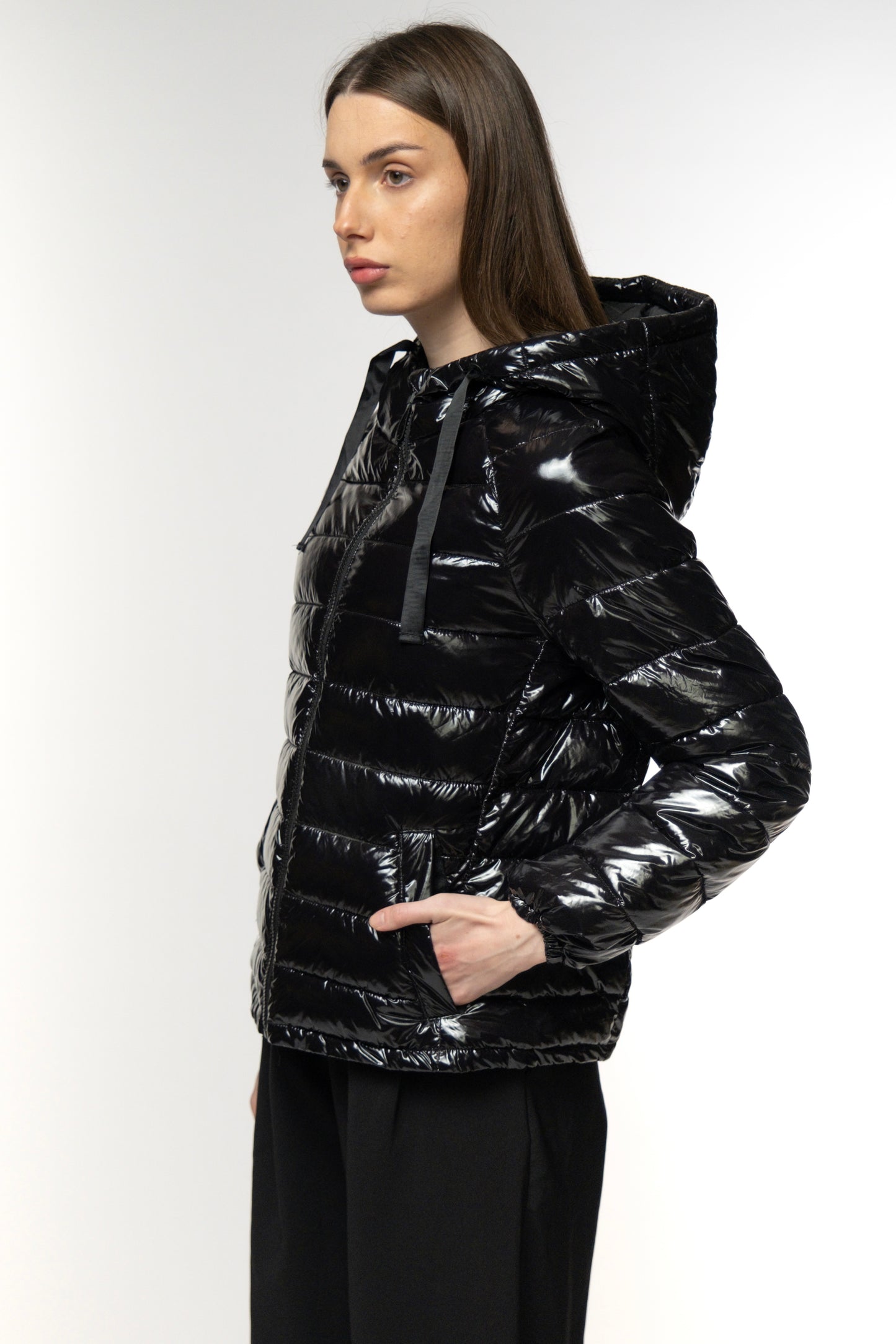 Onyx Black Gloss Puffer Jacket