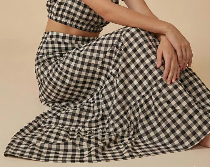Gingham Tiered Skirt