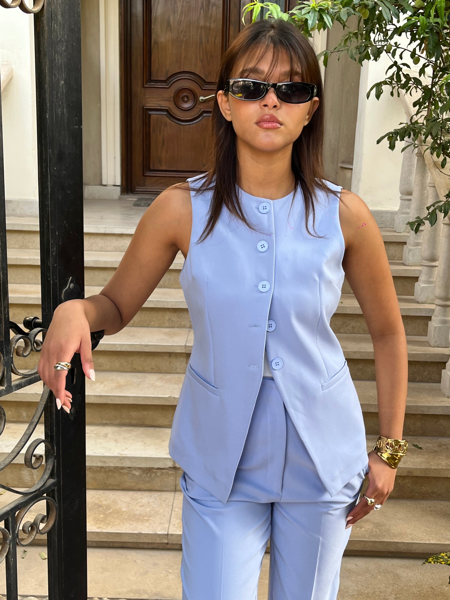 Baby Blue Button-Down Vest