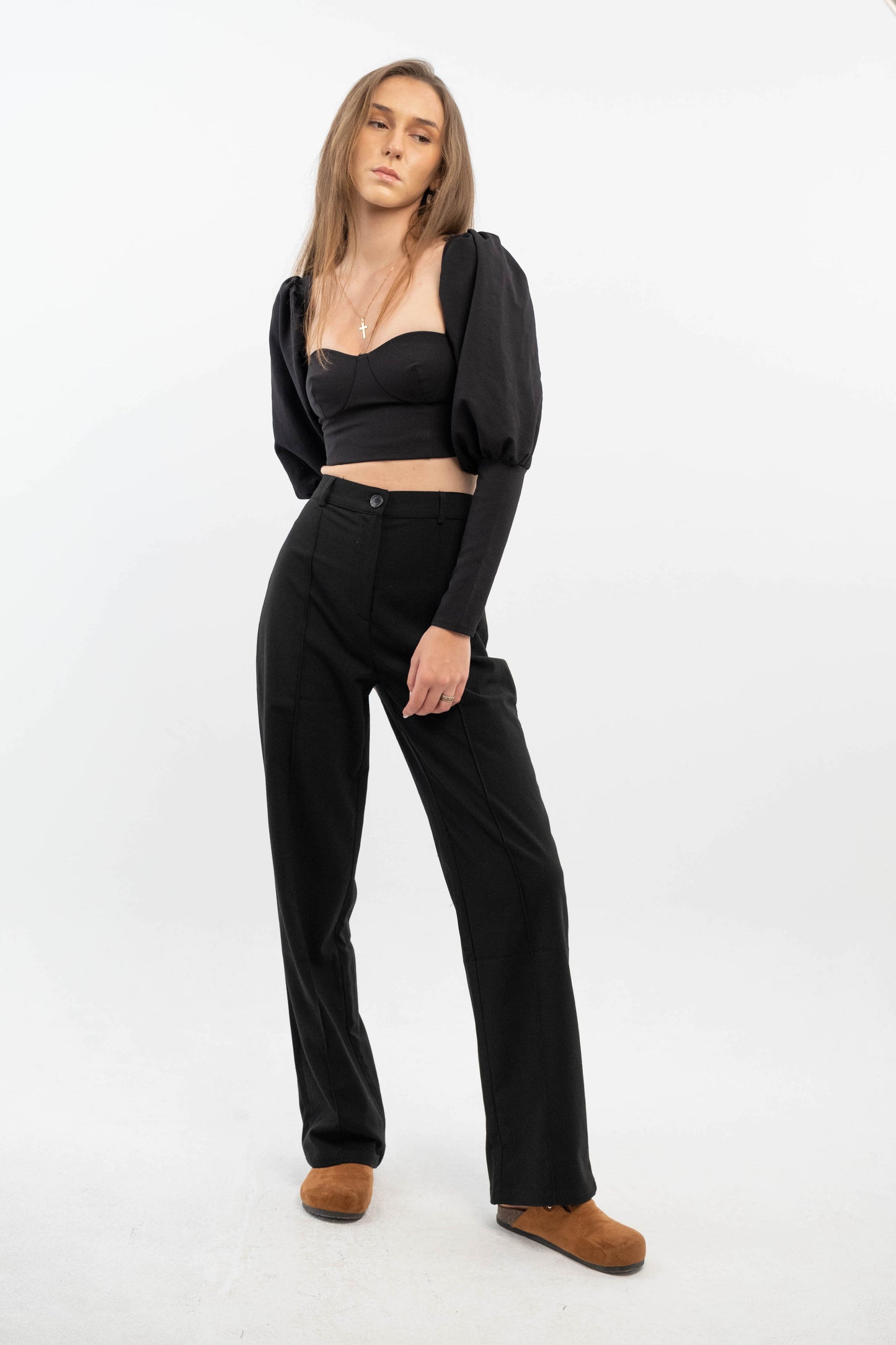 Black Cupped Crop Top