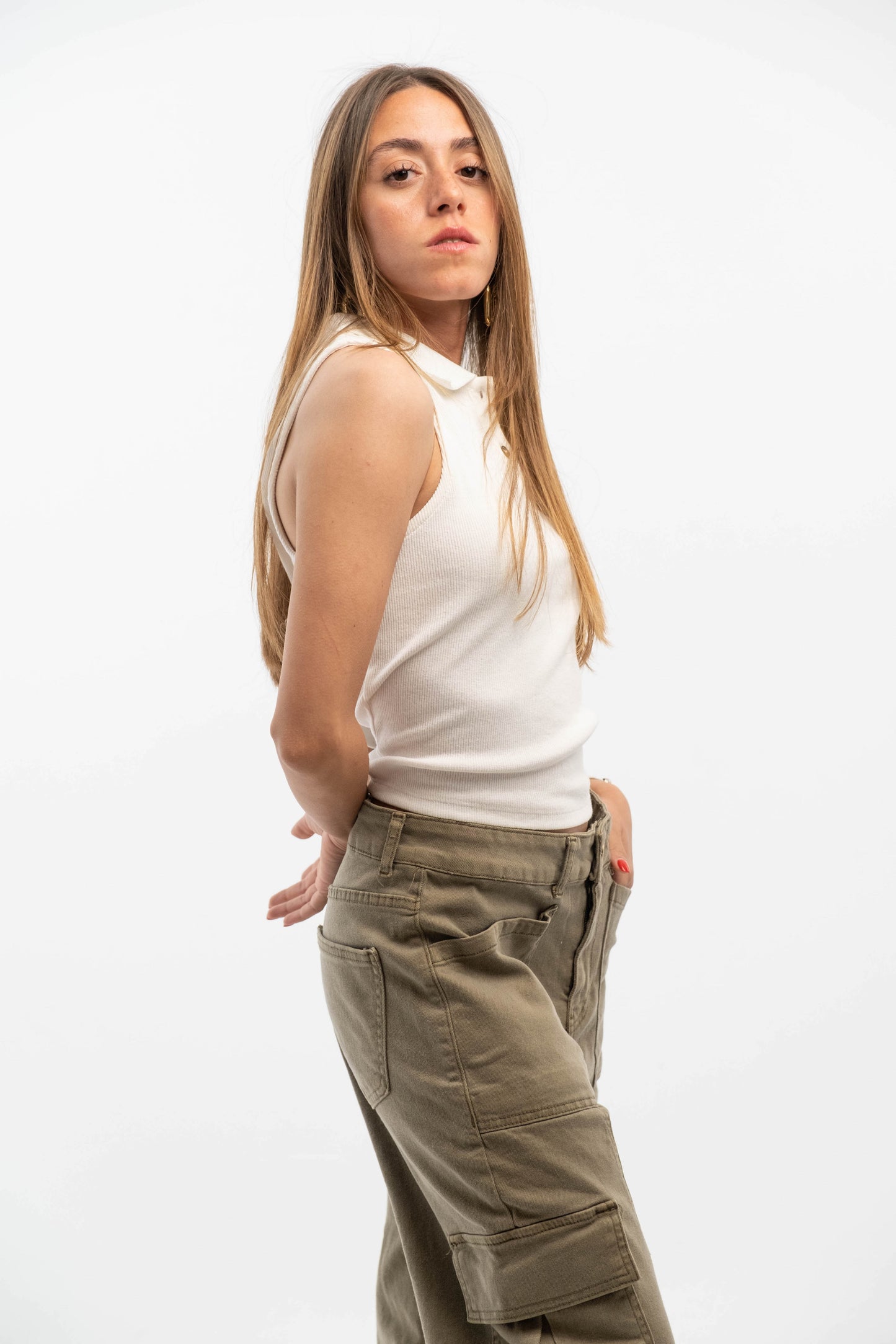 White Sleevless Polo