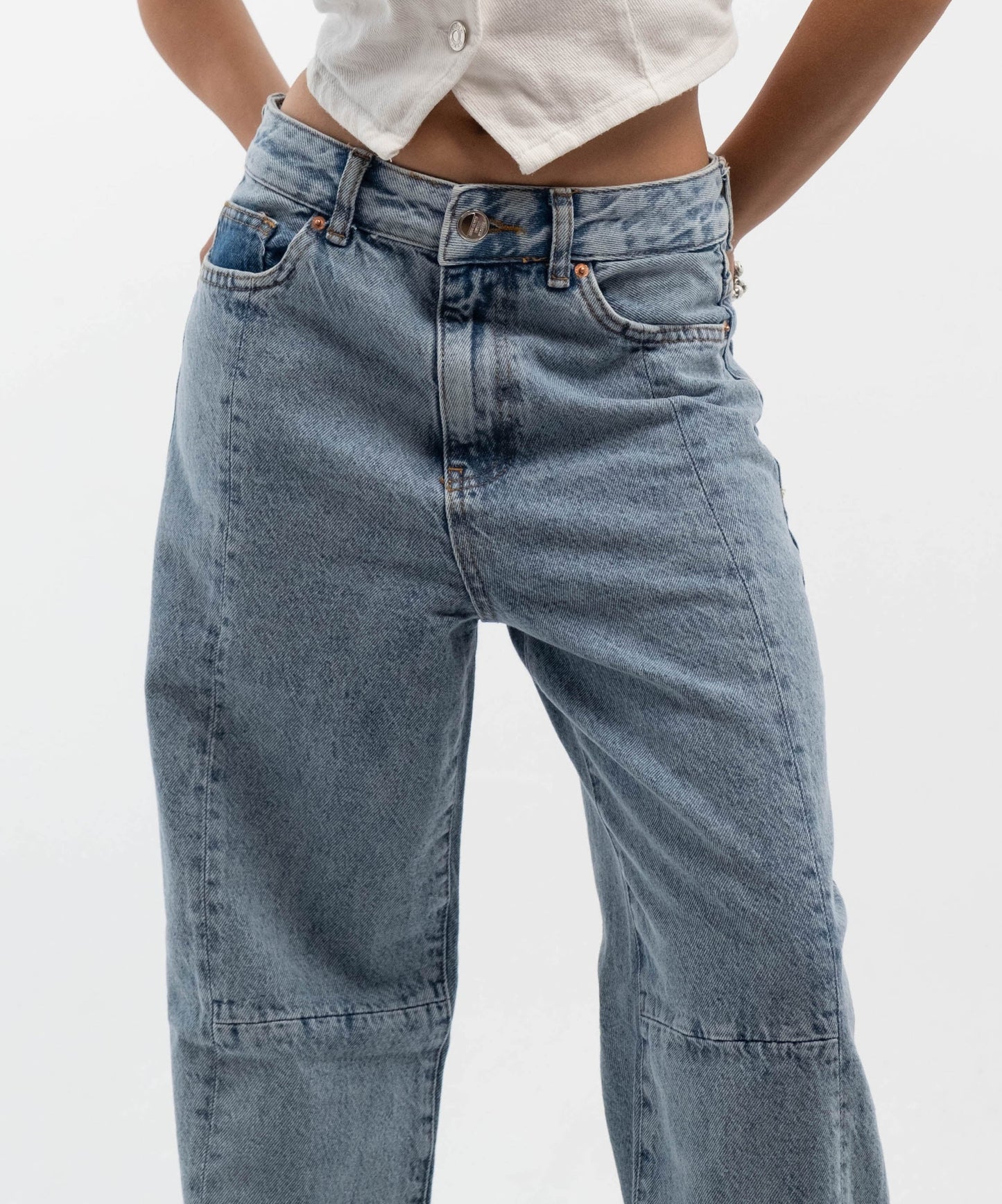 High-Waisted Straight Leg Denim Jeans