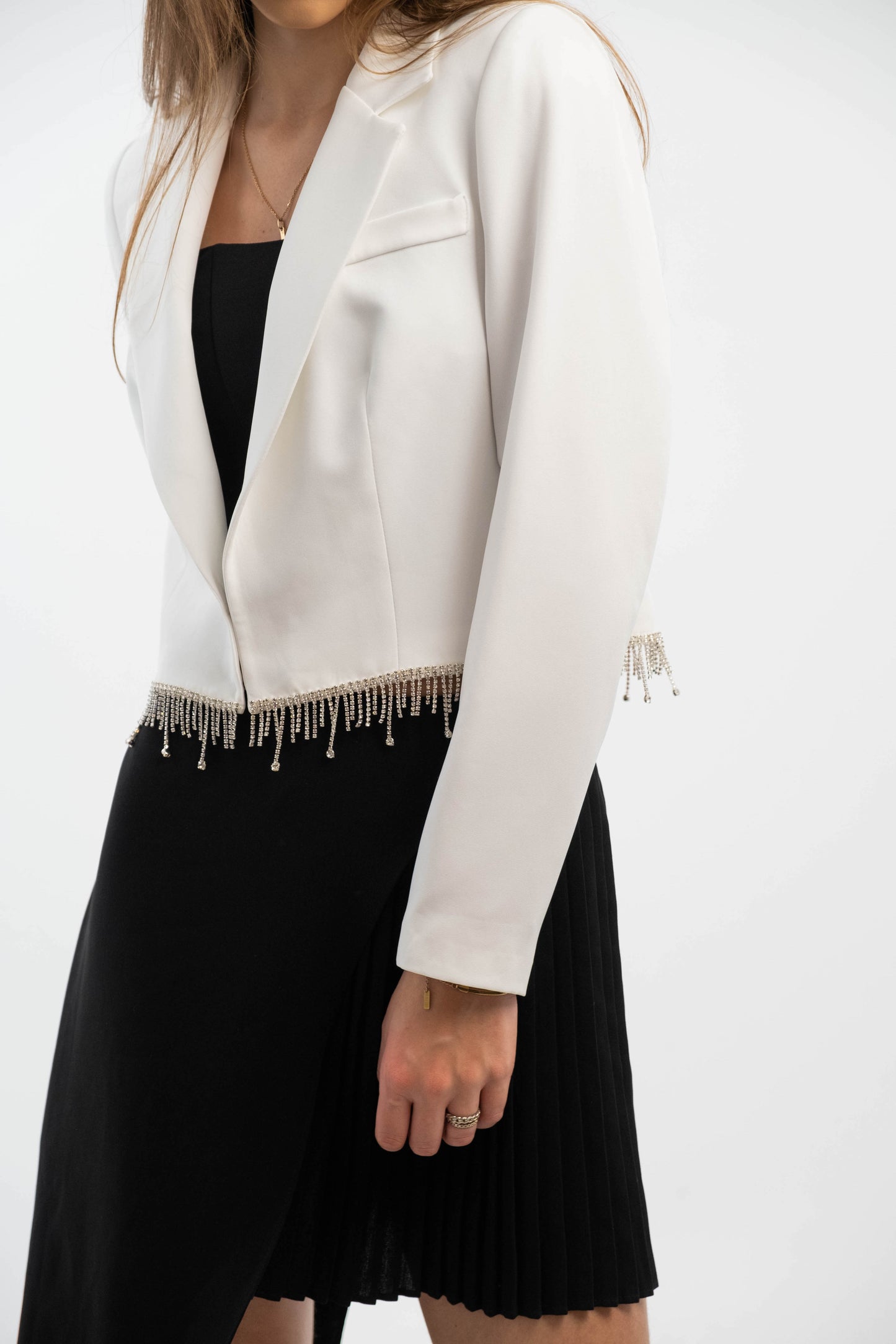 Beaded Hem Cropped Blazer