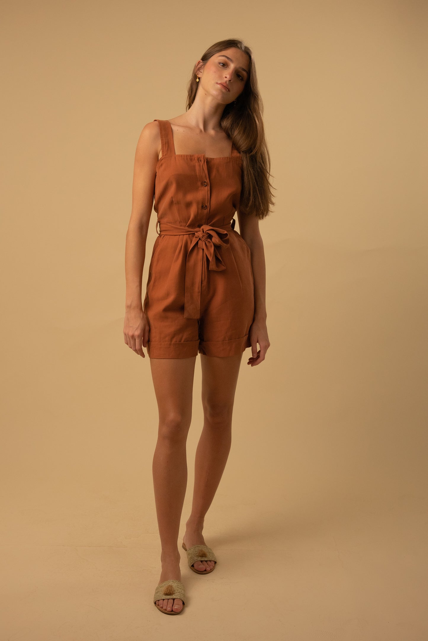 Brown Short Jumpsuit