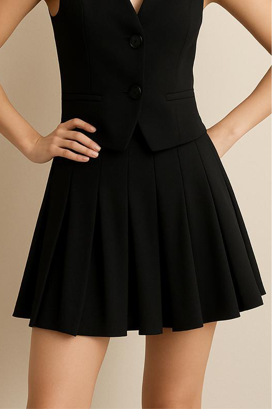 Noir Pleated Mini Skirt