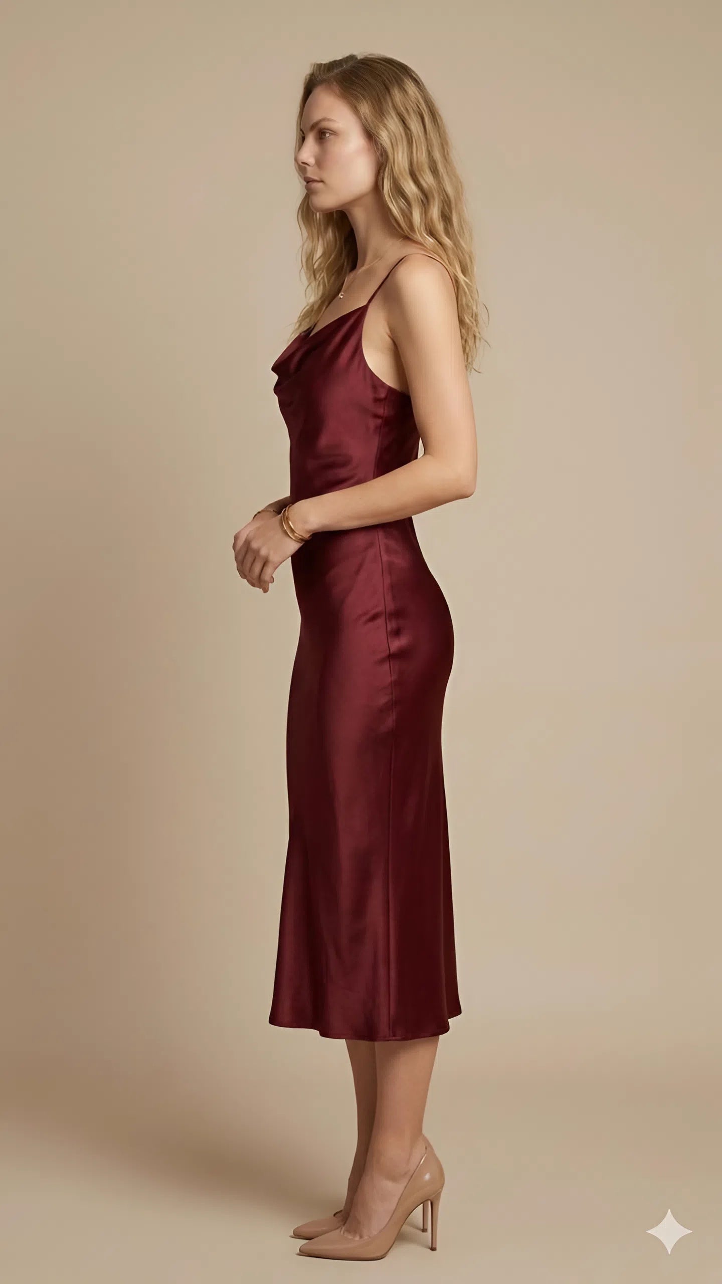 Dark Red Satin Slip Dress