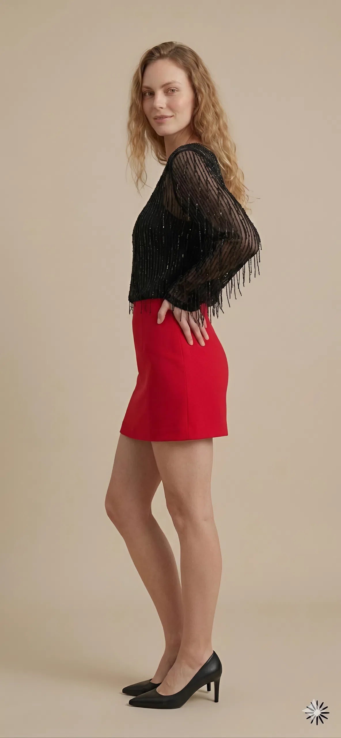 Black Sheer Beaded Blouse