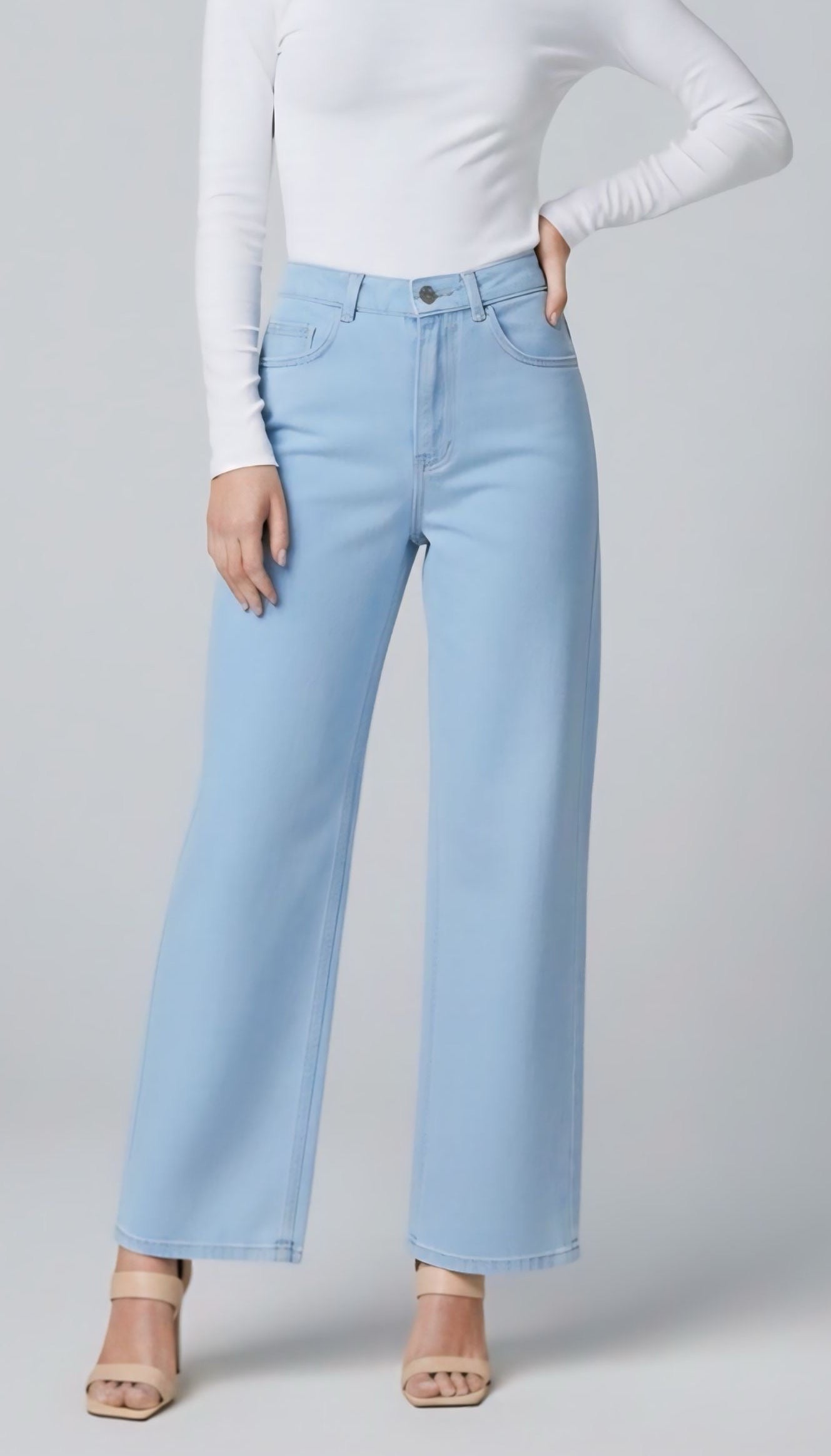 Light Blue Straight-Leg Jeans