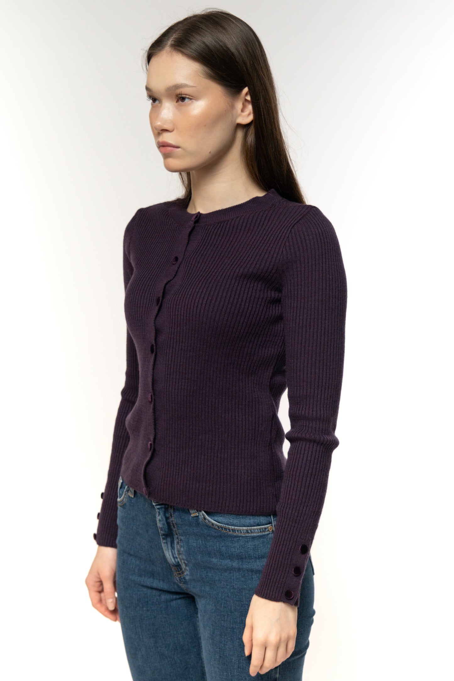 Violet Ribbed Cardigan