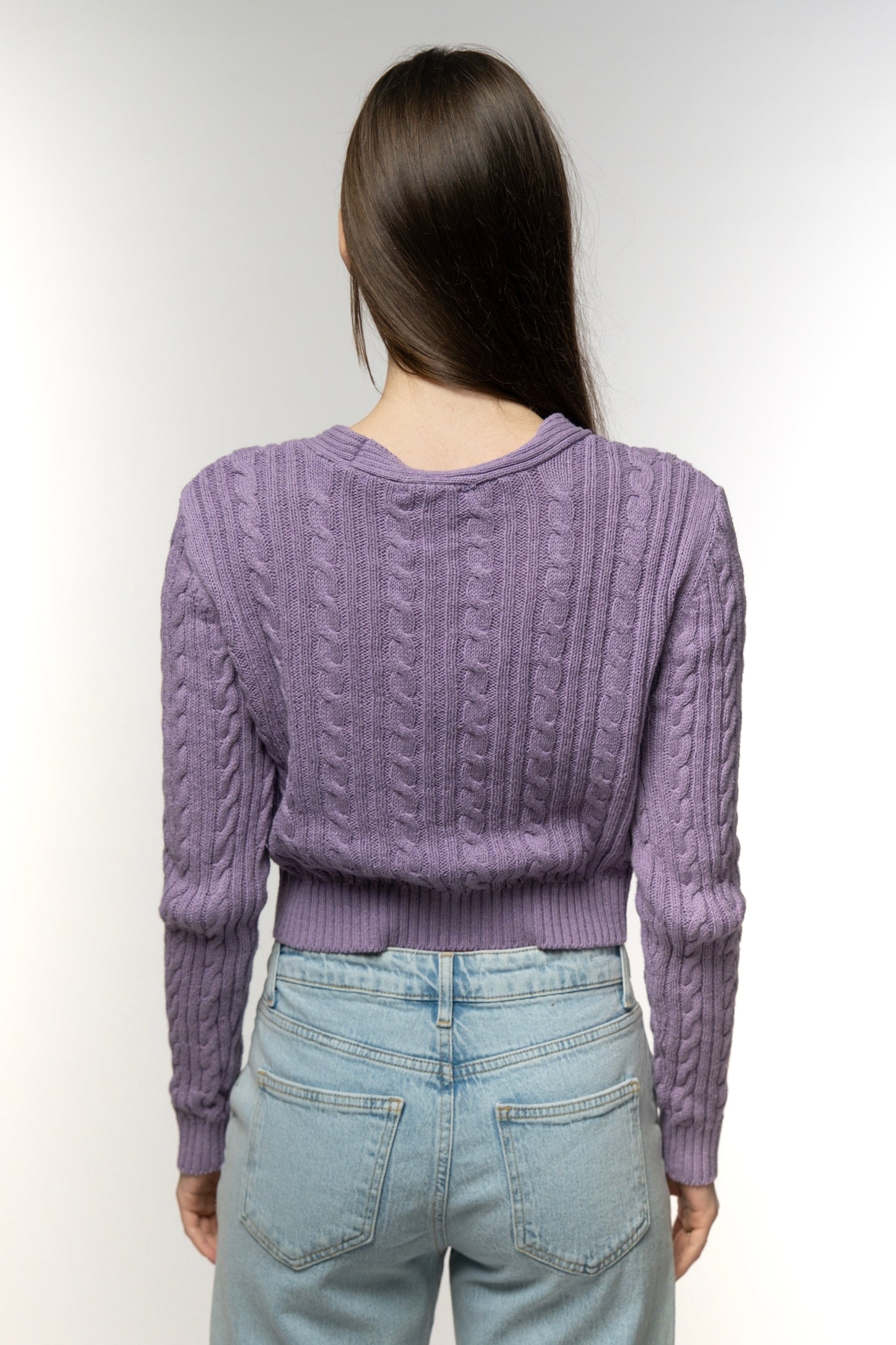 Lavender Cable Knit Cardigan