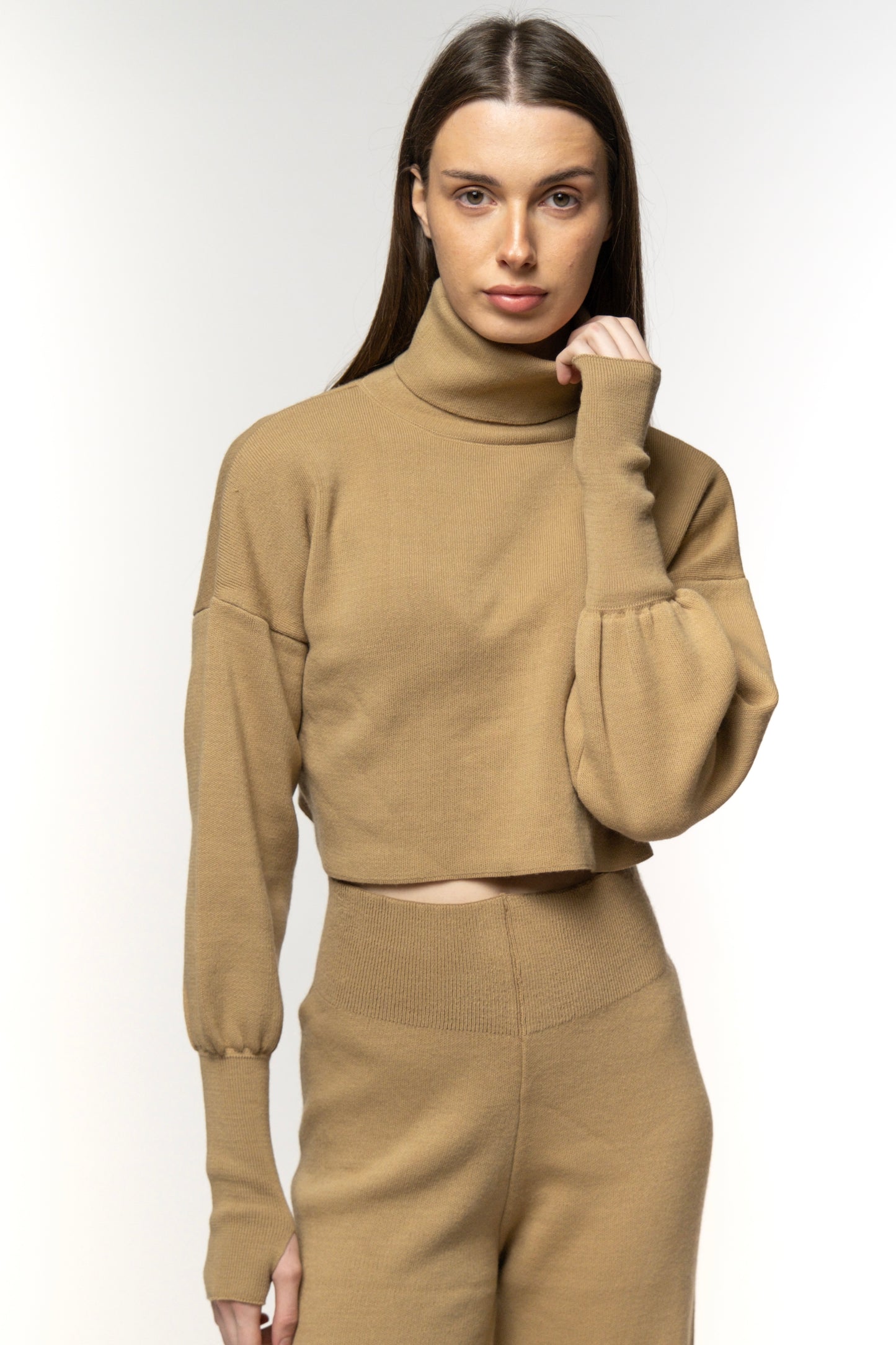 Camel Ribbed Knit Set