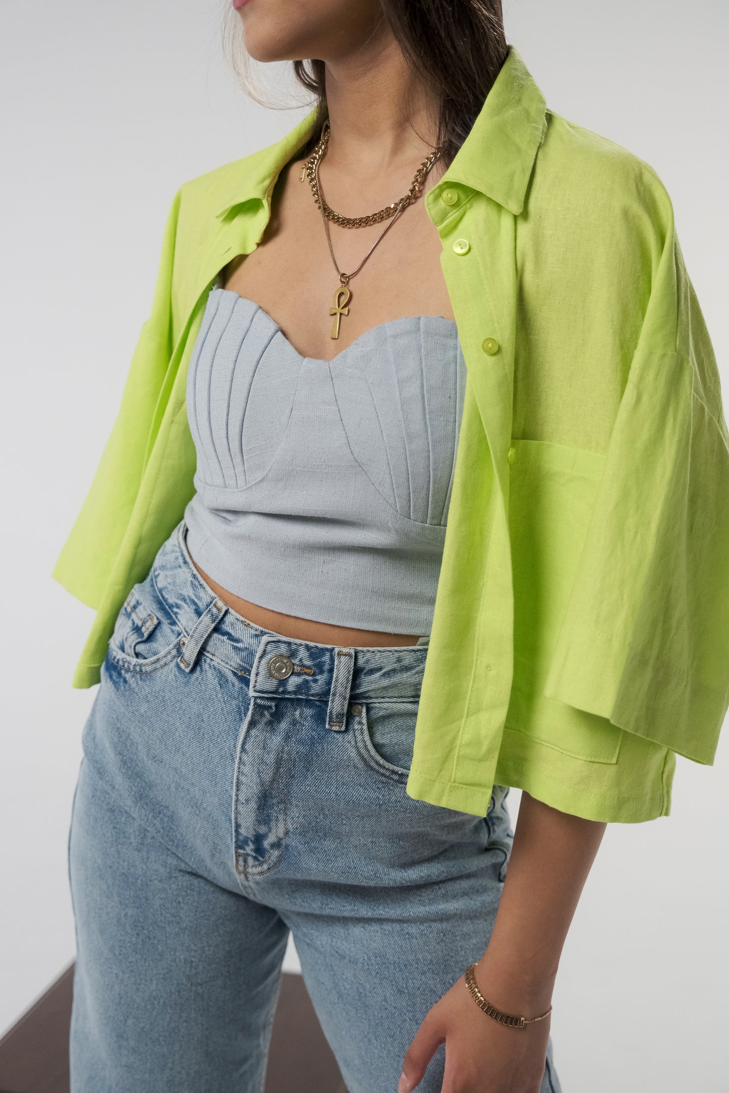 Baby Blue Seashell Crop Top