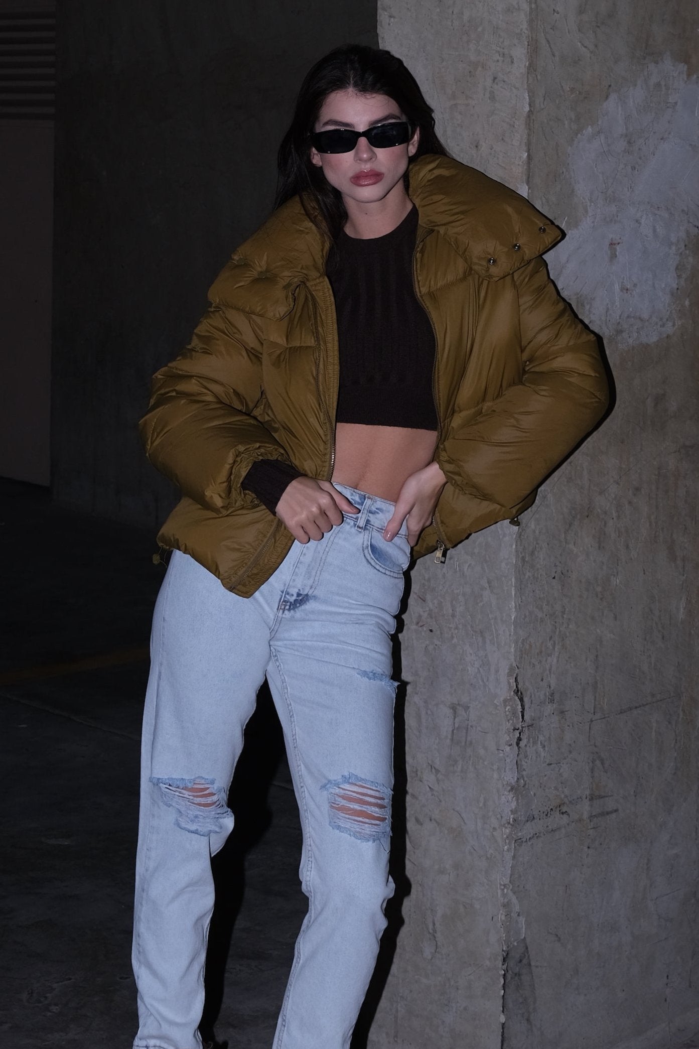 Quilted Sherpa Puffer Jacket