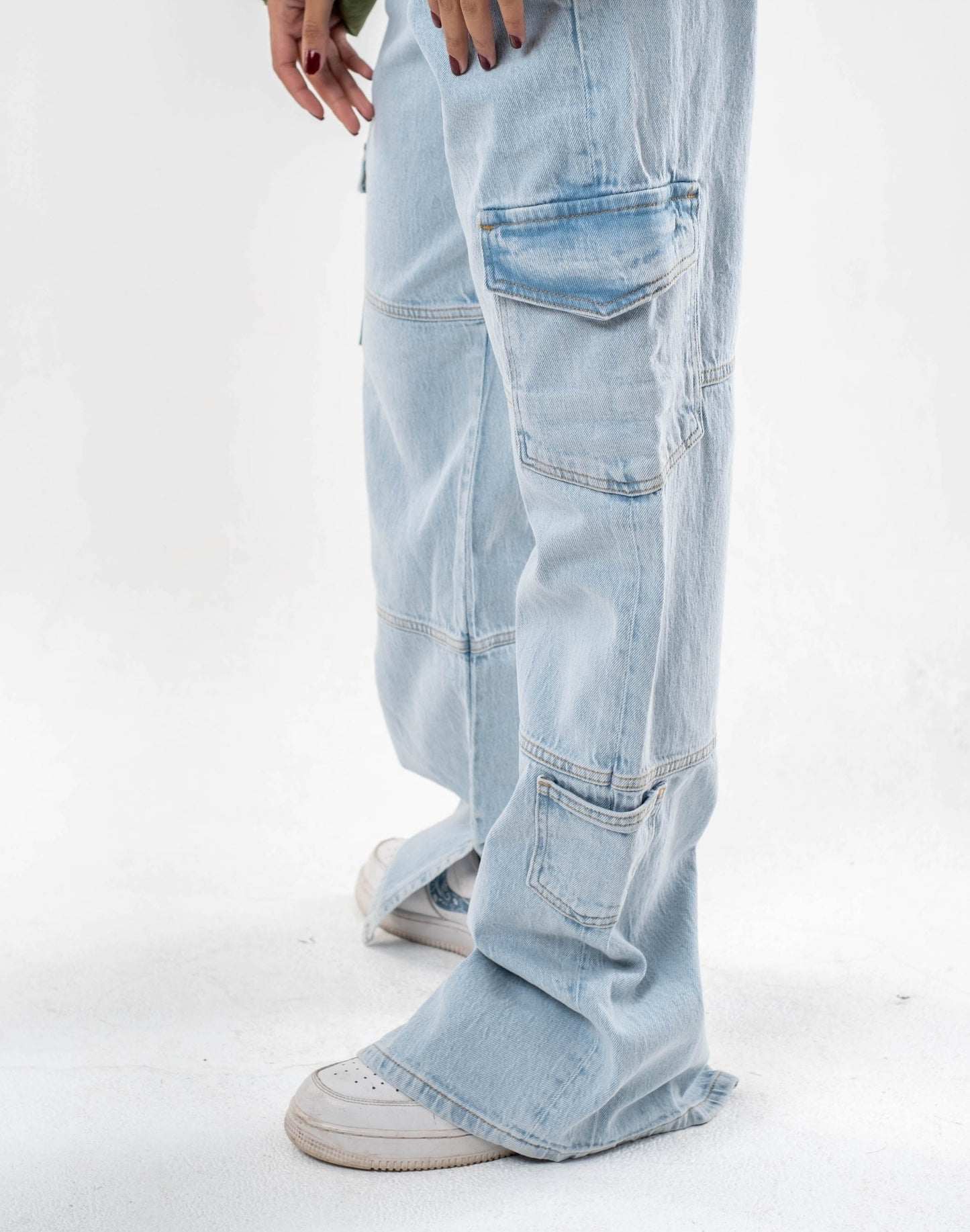 Light Blue Relaxed Cargo Jeans