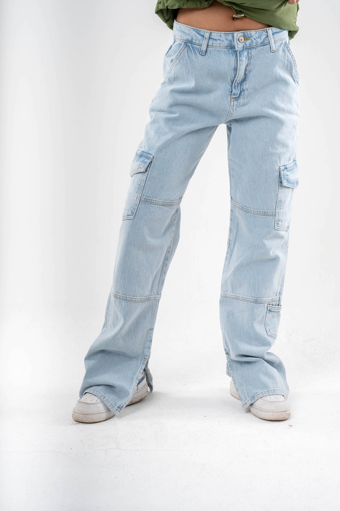 Light Blue Relaxed Cargo Jeans
