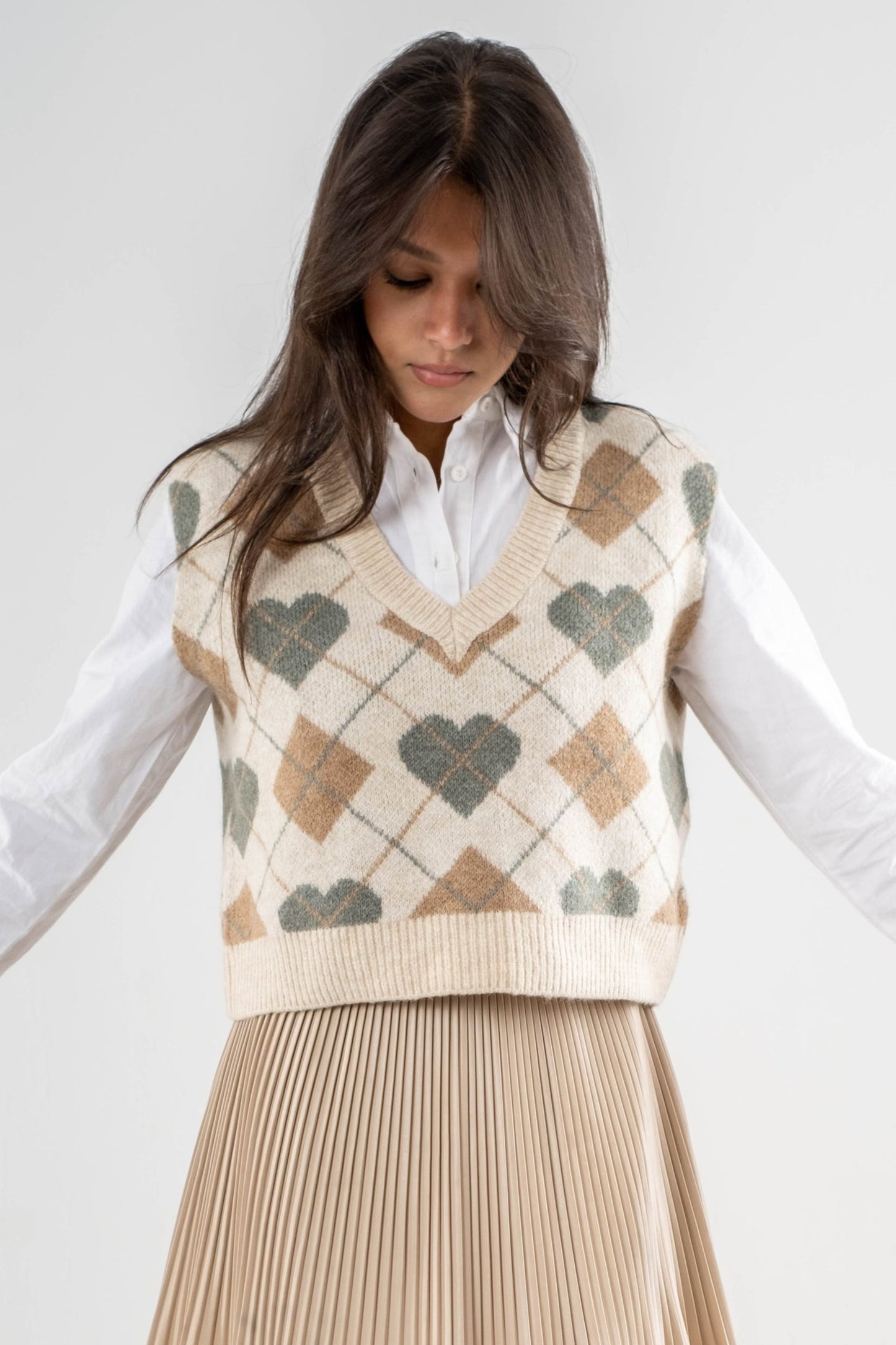 Cozy Heart Argyle Vest