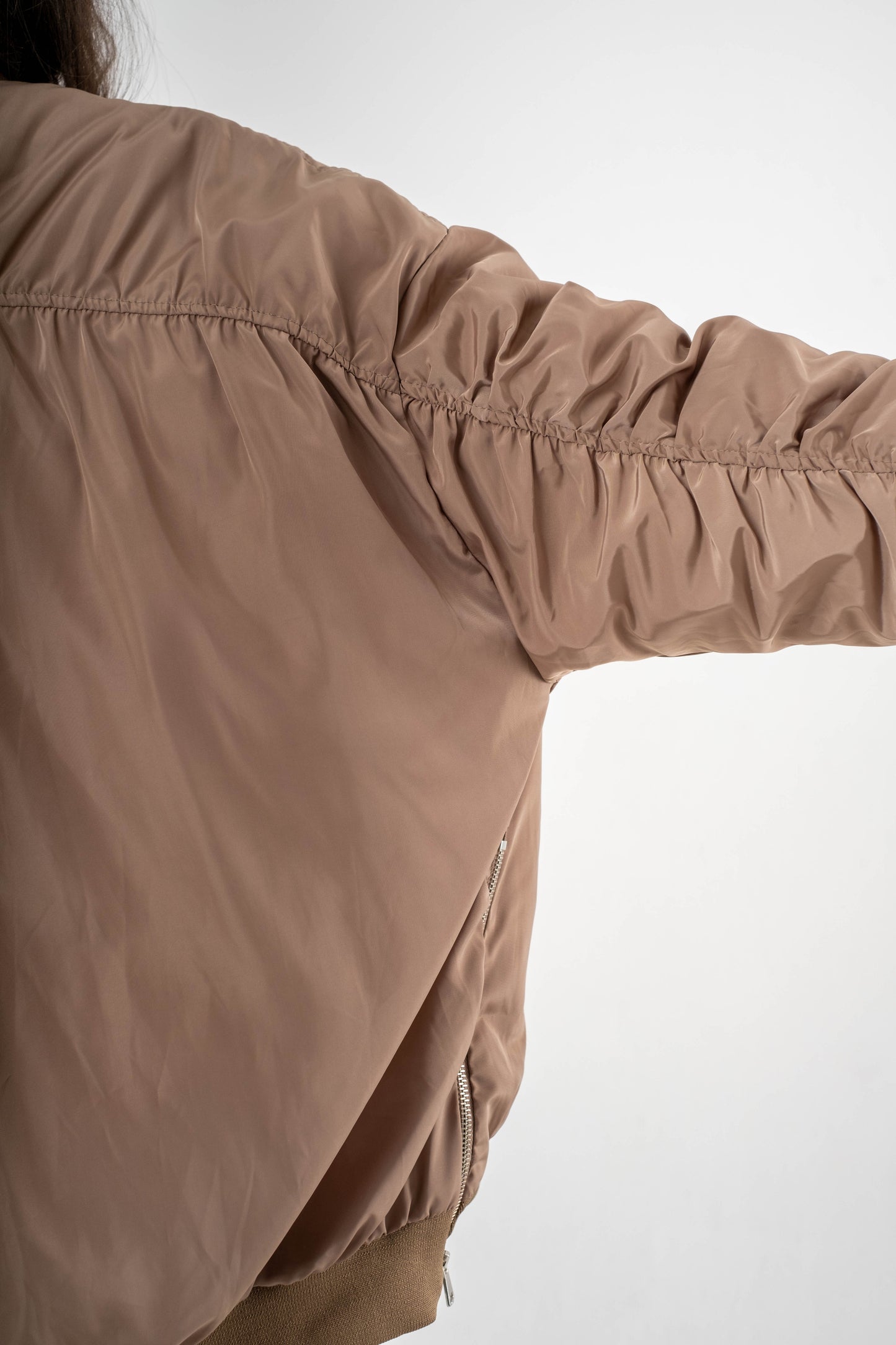 Beige Sahara Oversized Bomber Jacket