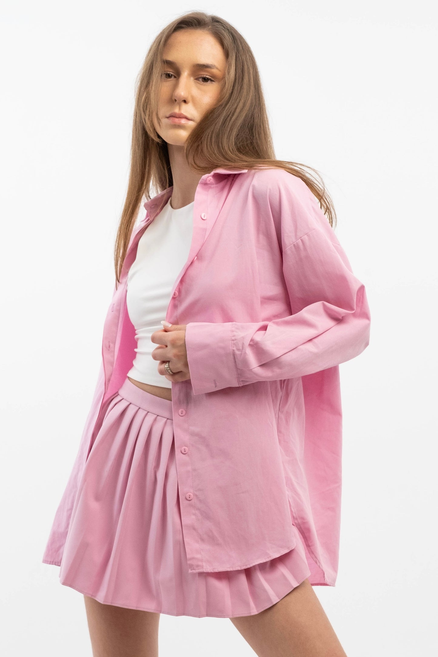 Pink Oversized Button-Up Shirt