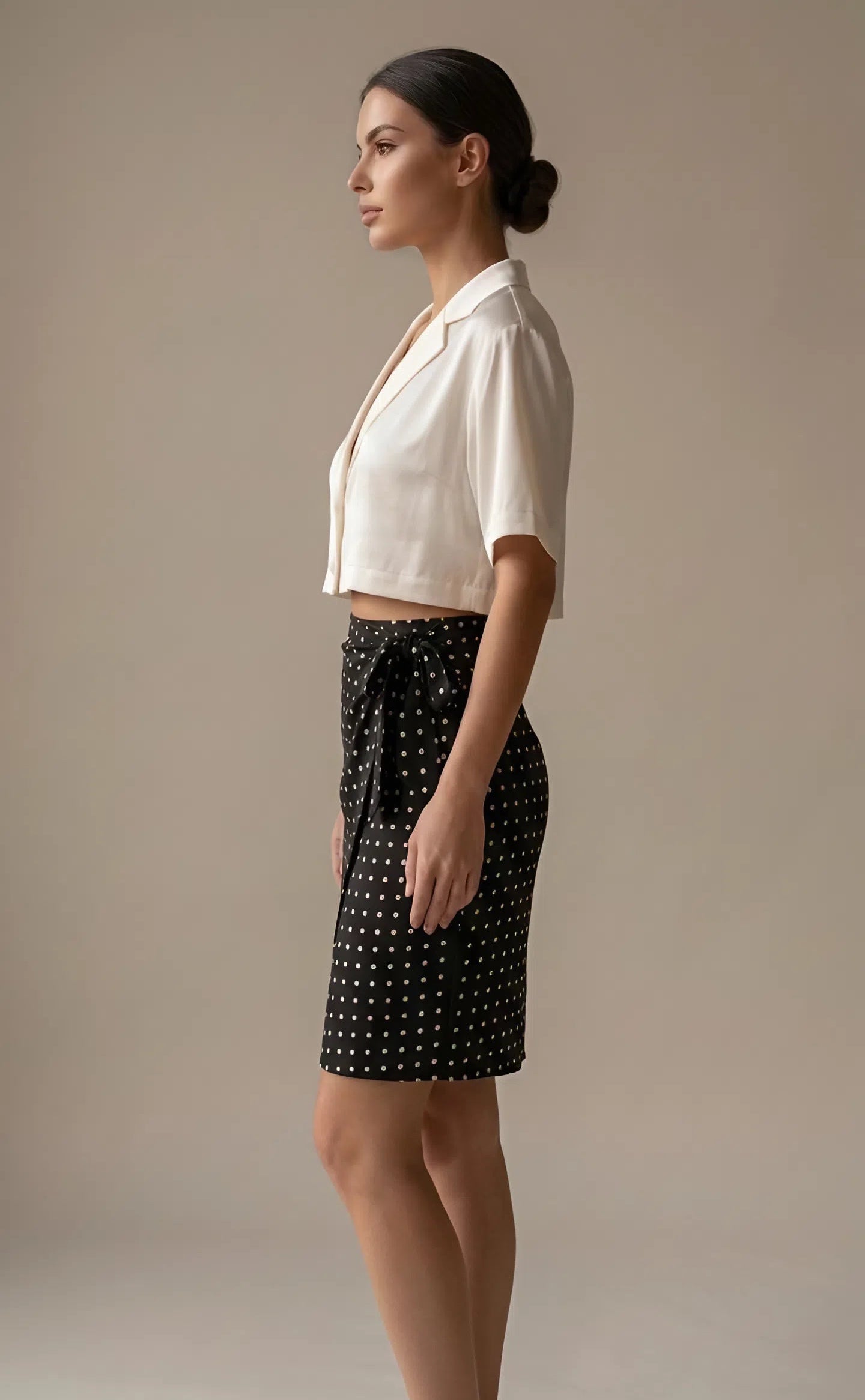 Black Polka Dot Midi Skirt