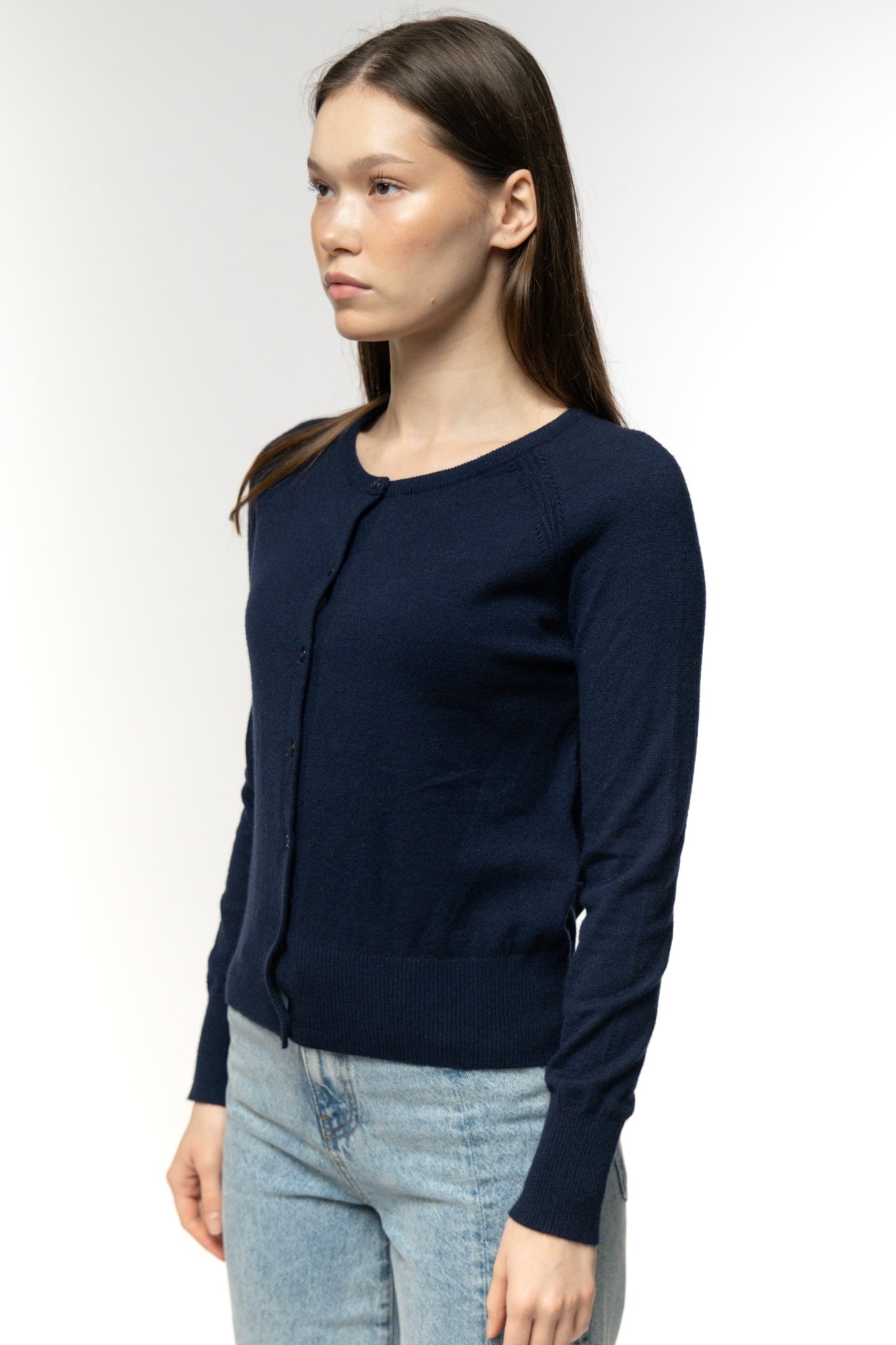 Navy Blue Button-Down Cardigan