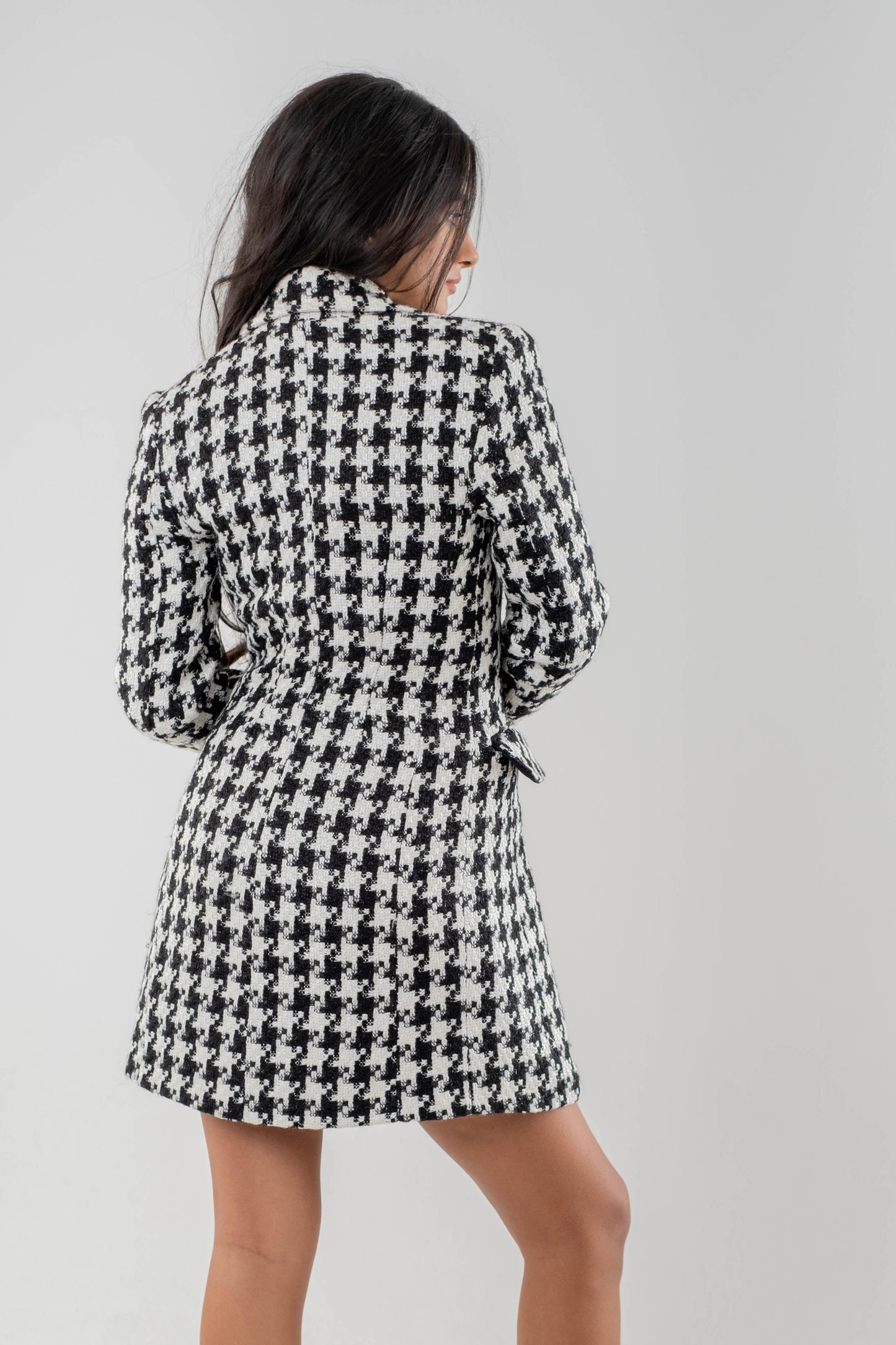 Celeste Houndstooth Wool Coat