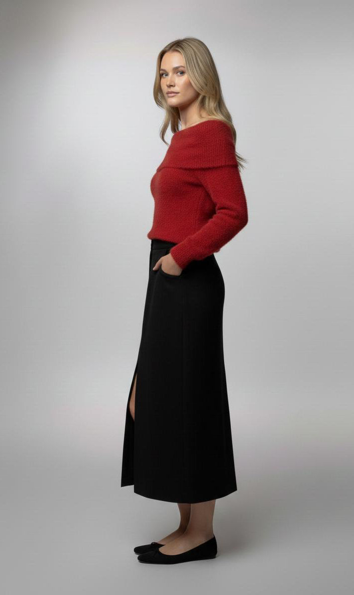 Black Suede Pencil Skirt