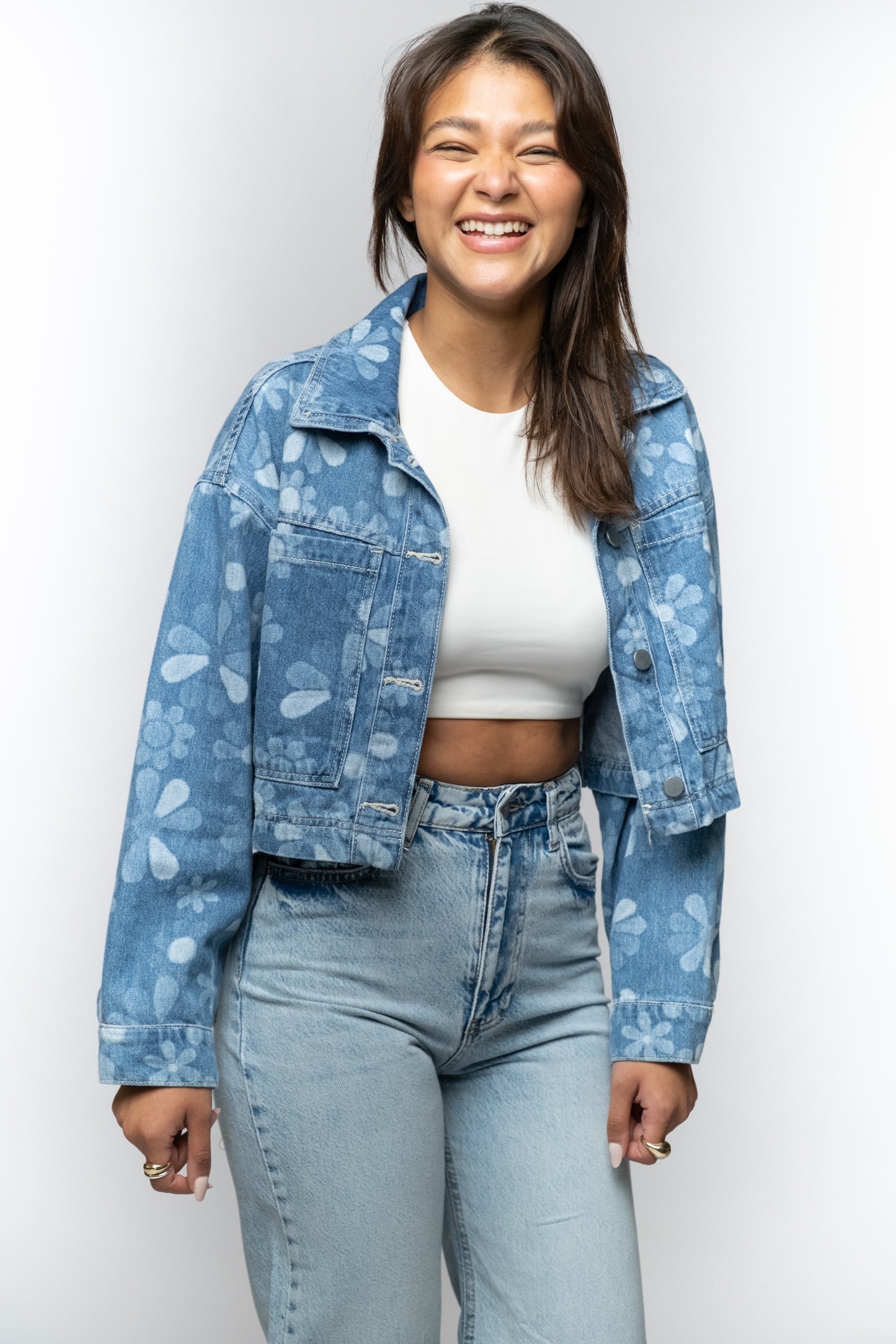 Floral Print Denim Jacket