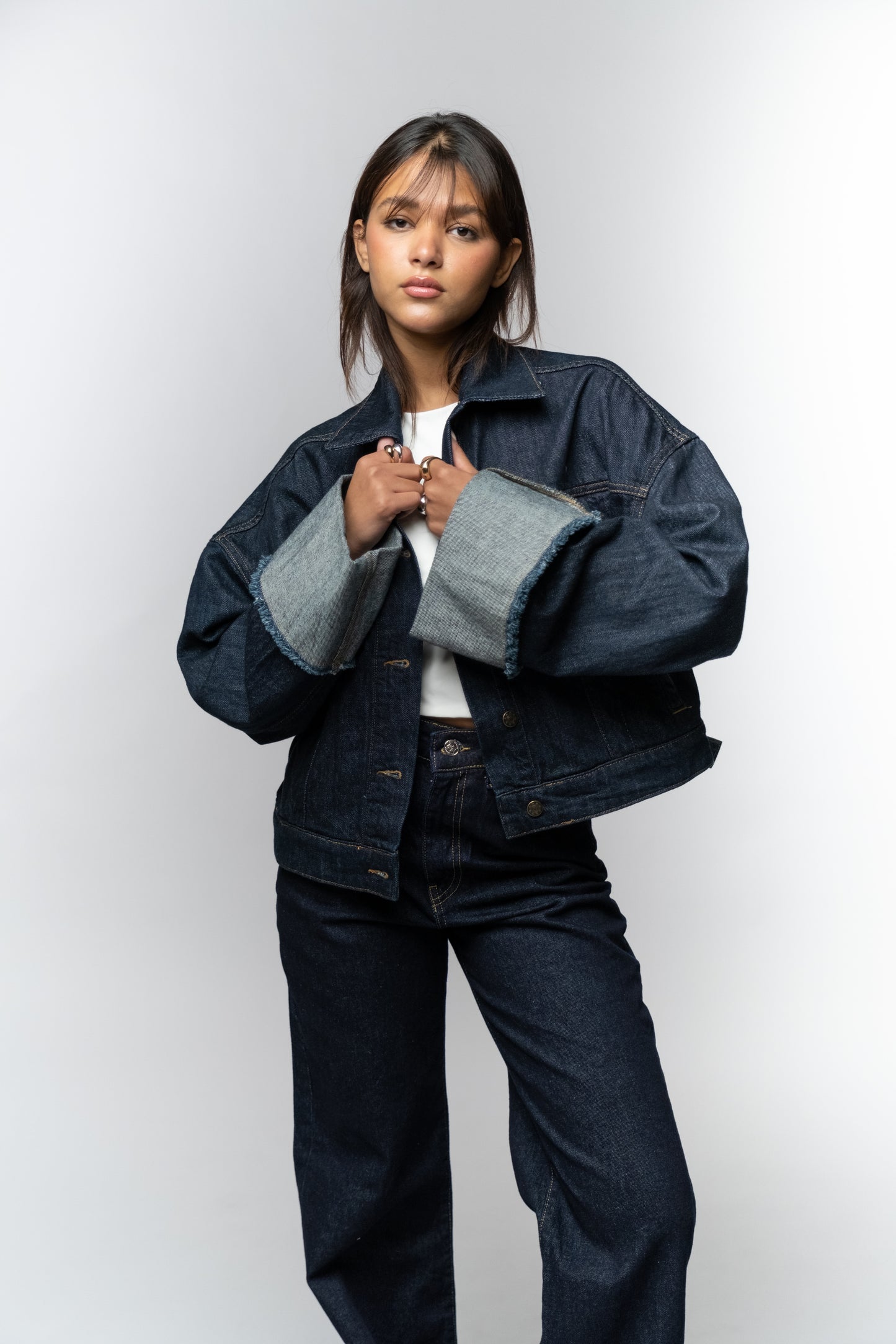 Rolled Up Cuff Denim Jacket