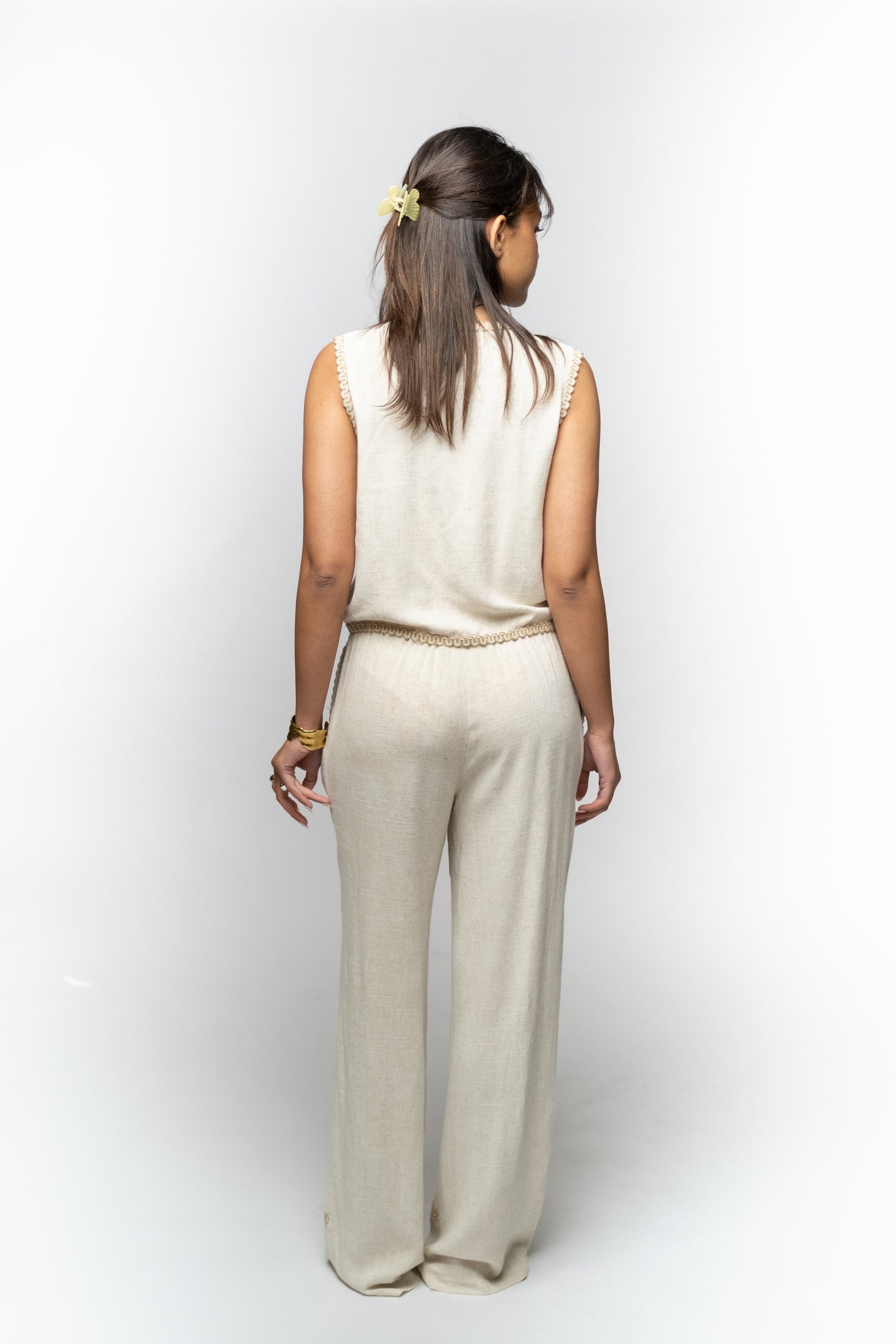 Beige Linen Trim Set
