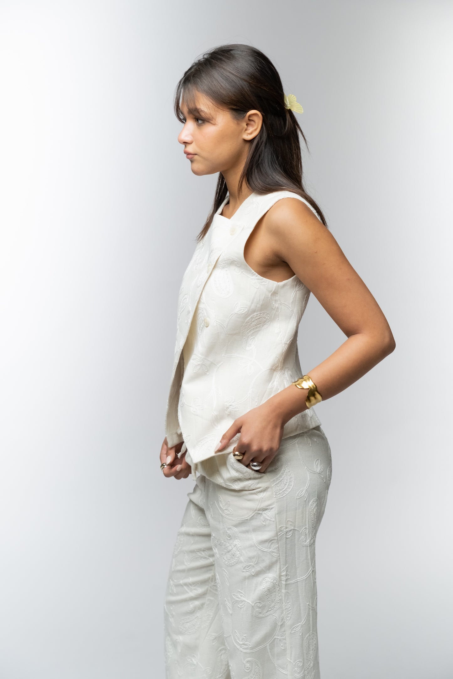 Beige Embroidered Set