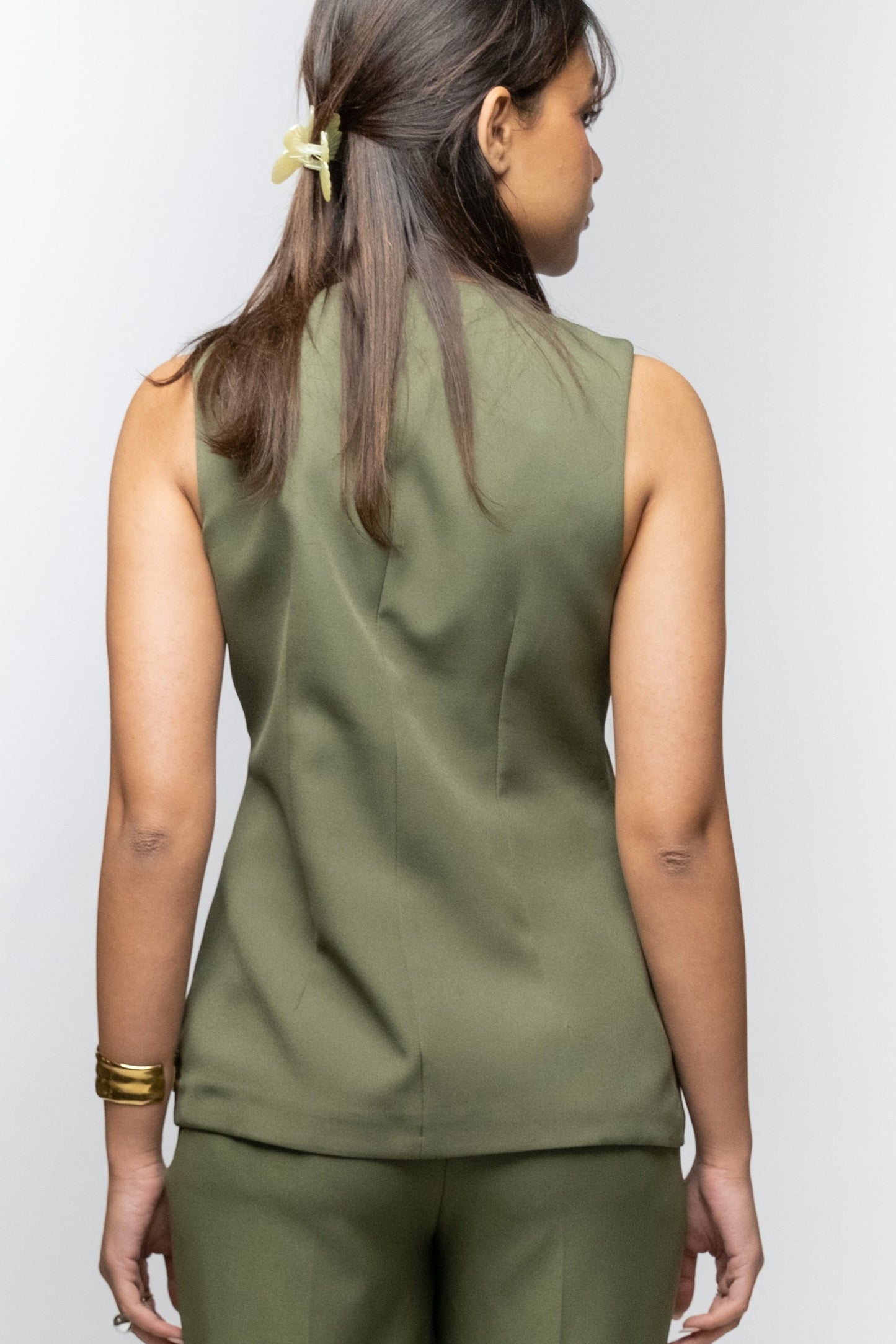 Olive Green Button-Down Vest