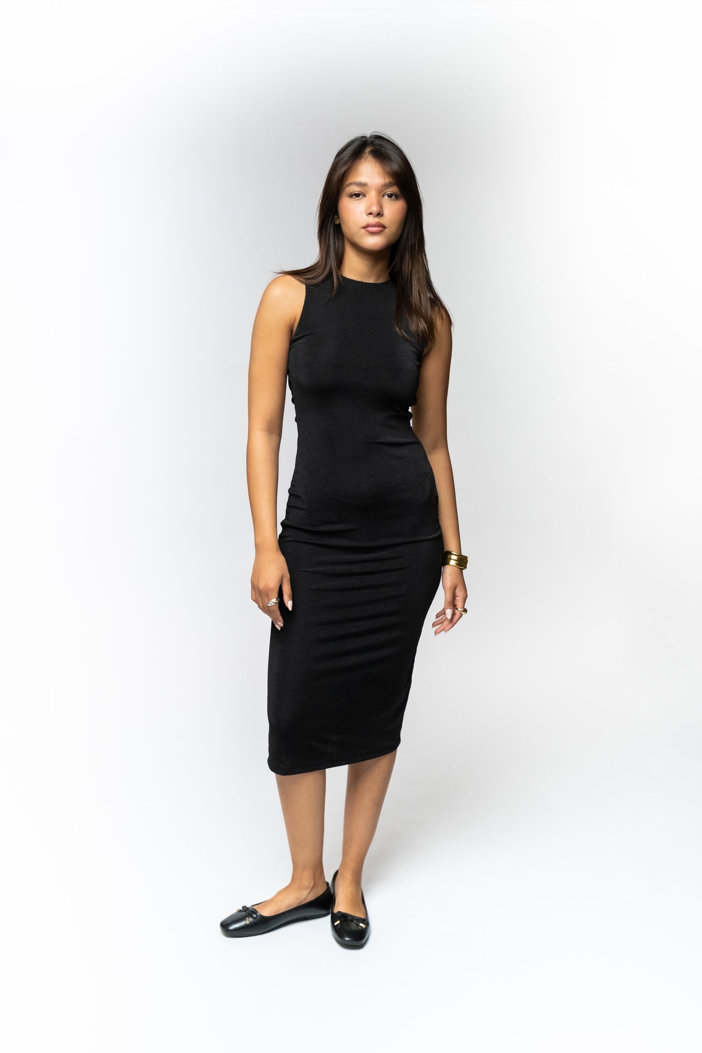 Cutout Back Black Dress