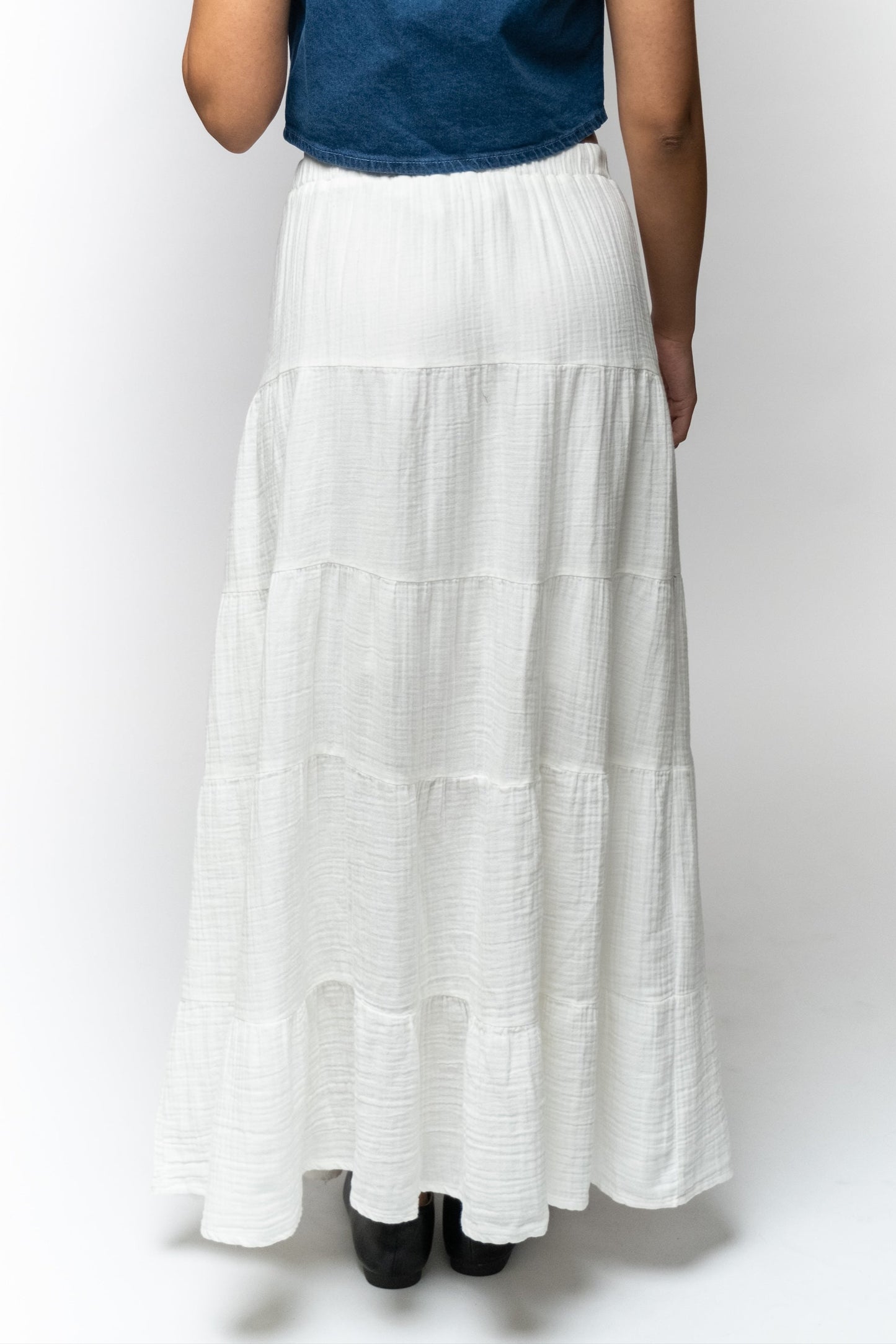 White Tiered Cotton Skirt