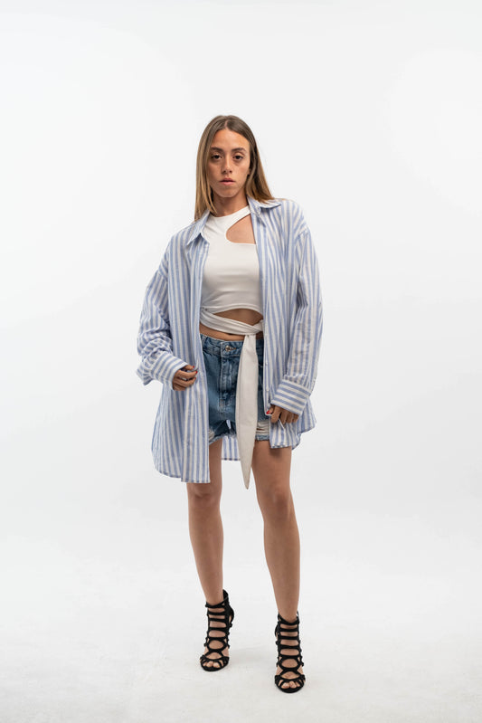 Blue and White Striped Shirt