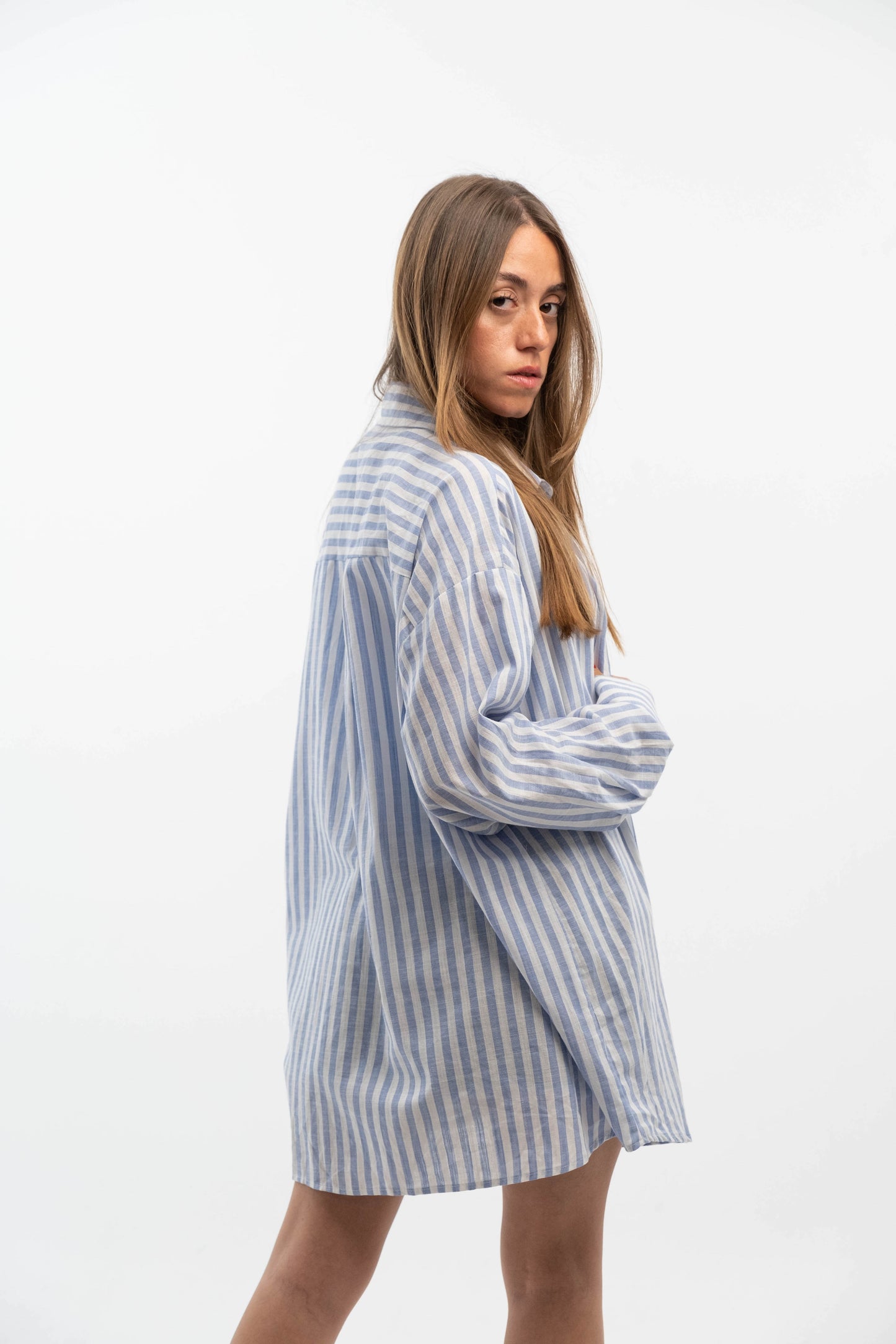 Blue and White Striped Shirt