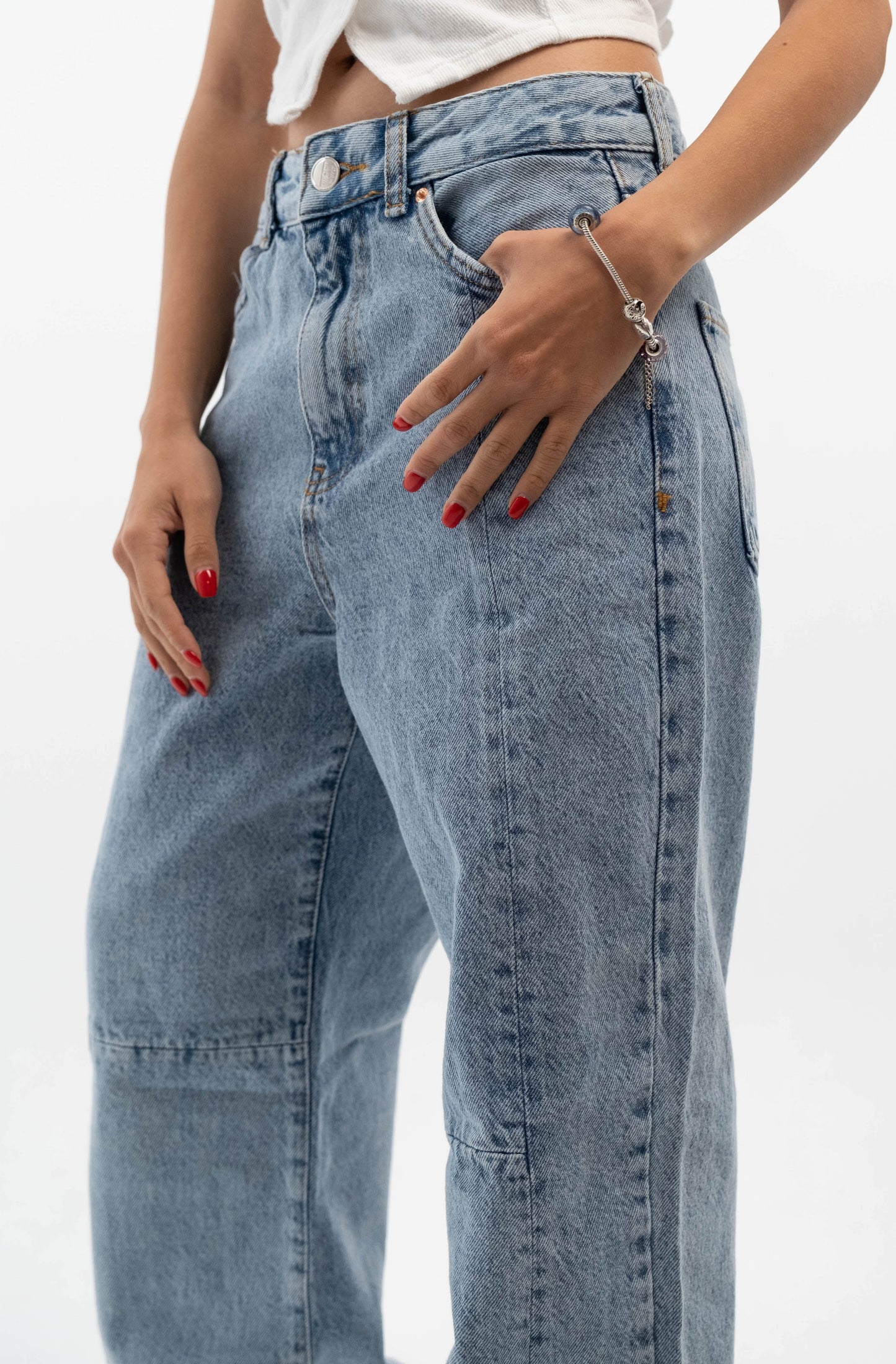High-Waisted Straight Leg Denim Jeans