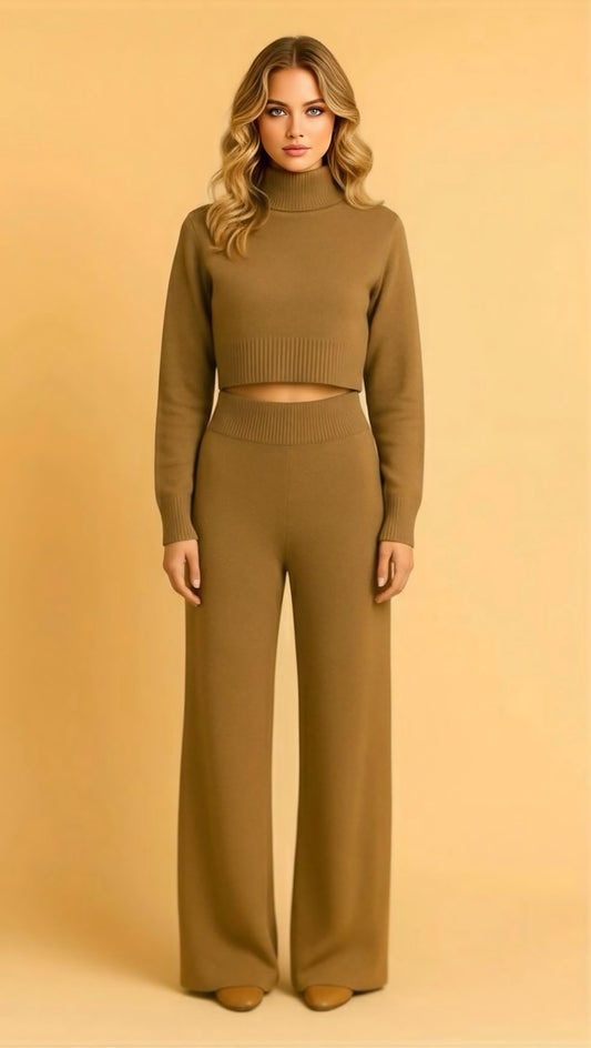 Camel Ribbed Knit Set