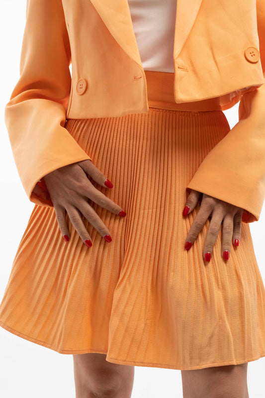 Orange Mini Pleated Skirt