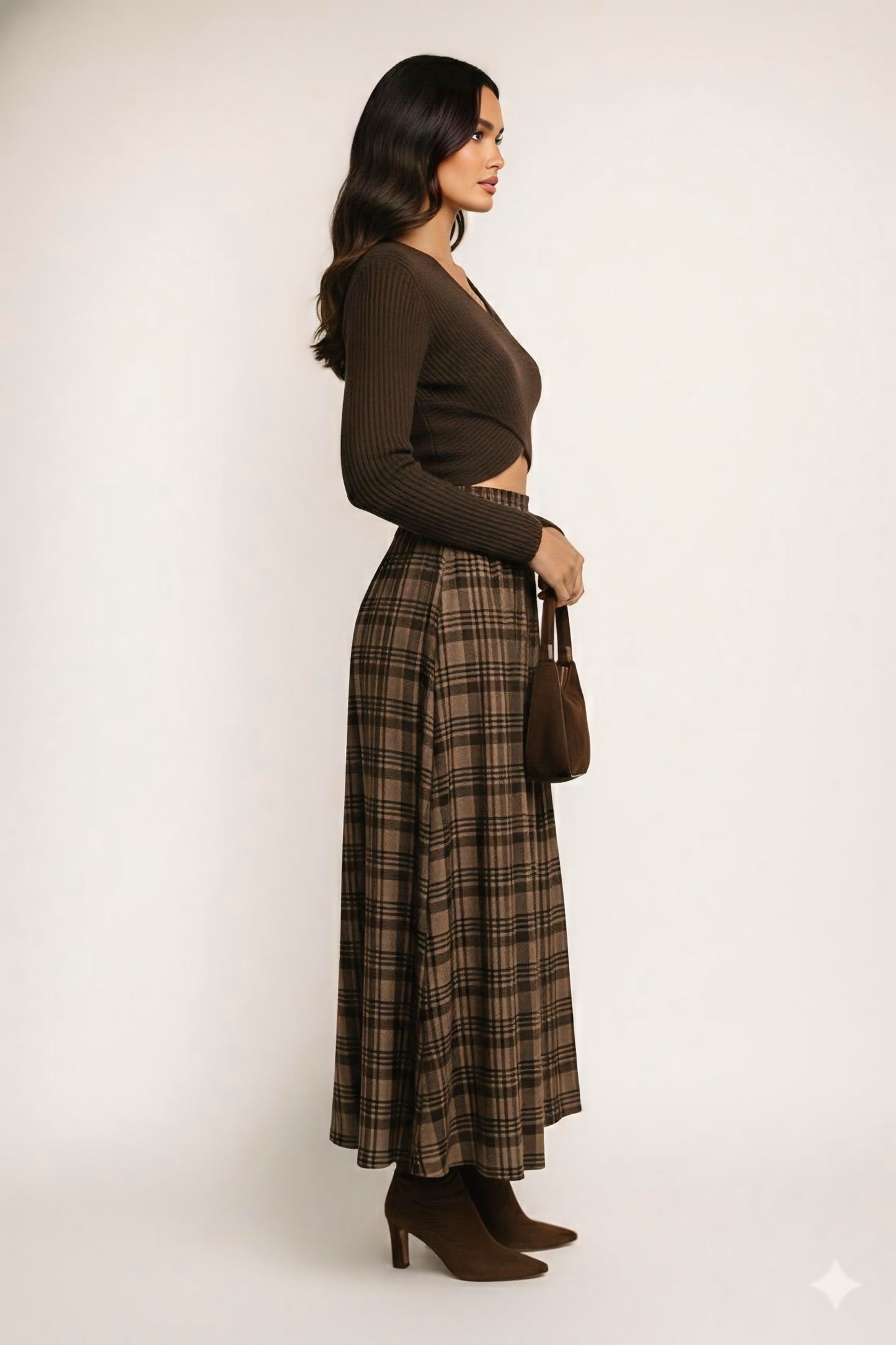 Brown Wrap Fuzzy Sweater